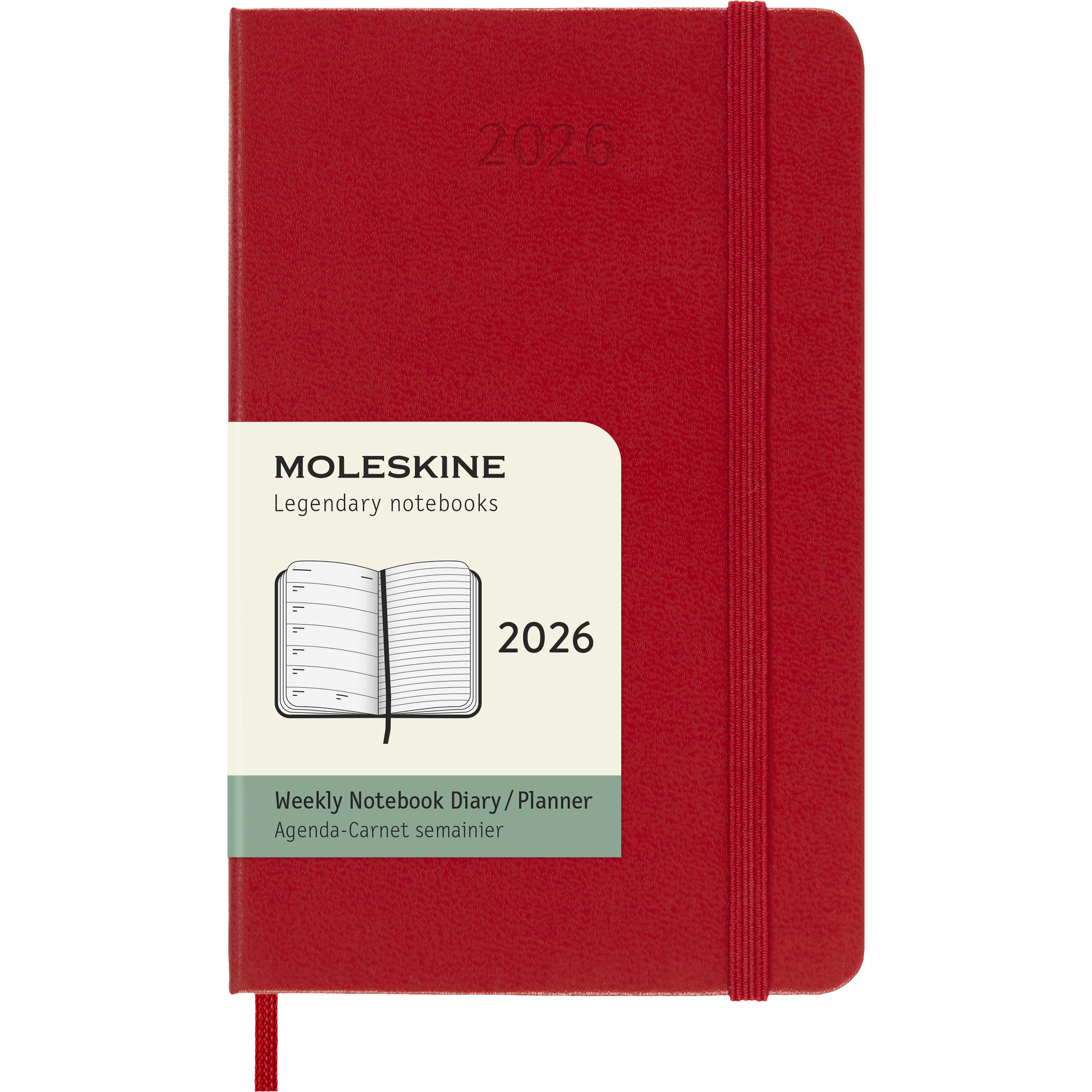 photo MOLESKINE Agenda Classic Pocket 2026 DHF212WN2Y26 1S/1P rouge écarlate HC 9x14cm