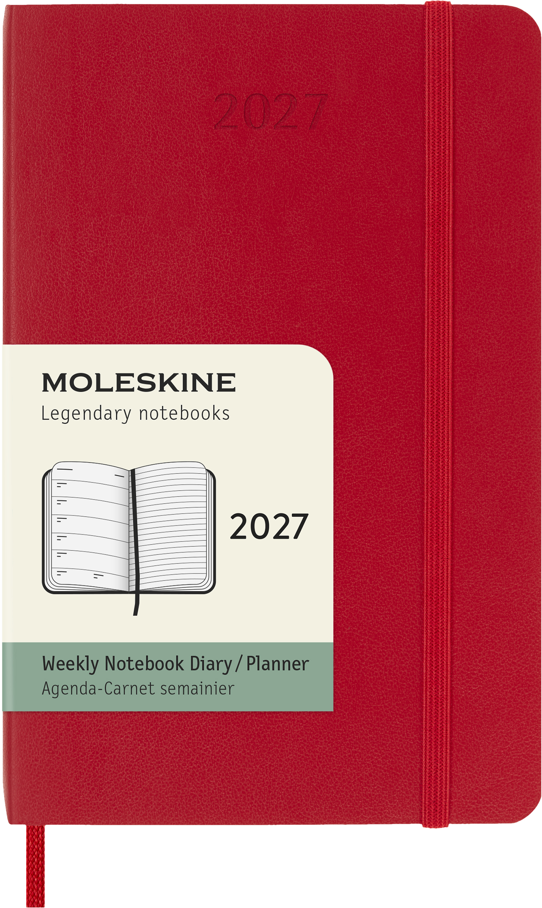 photo MOLESKINE Agenda Classic Pocket 2027 DSF212WN2Y27 1S/1P rouge écarlate SC 9x14cm