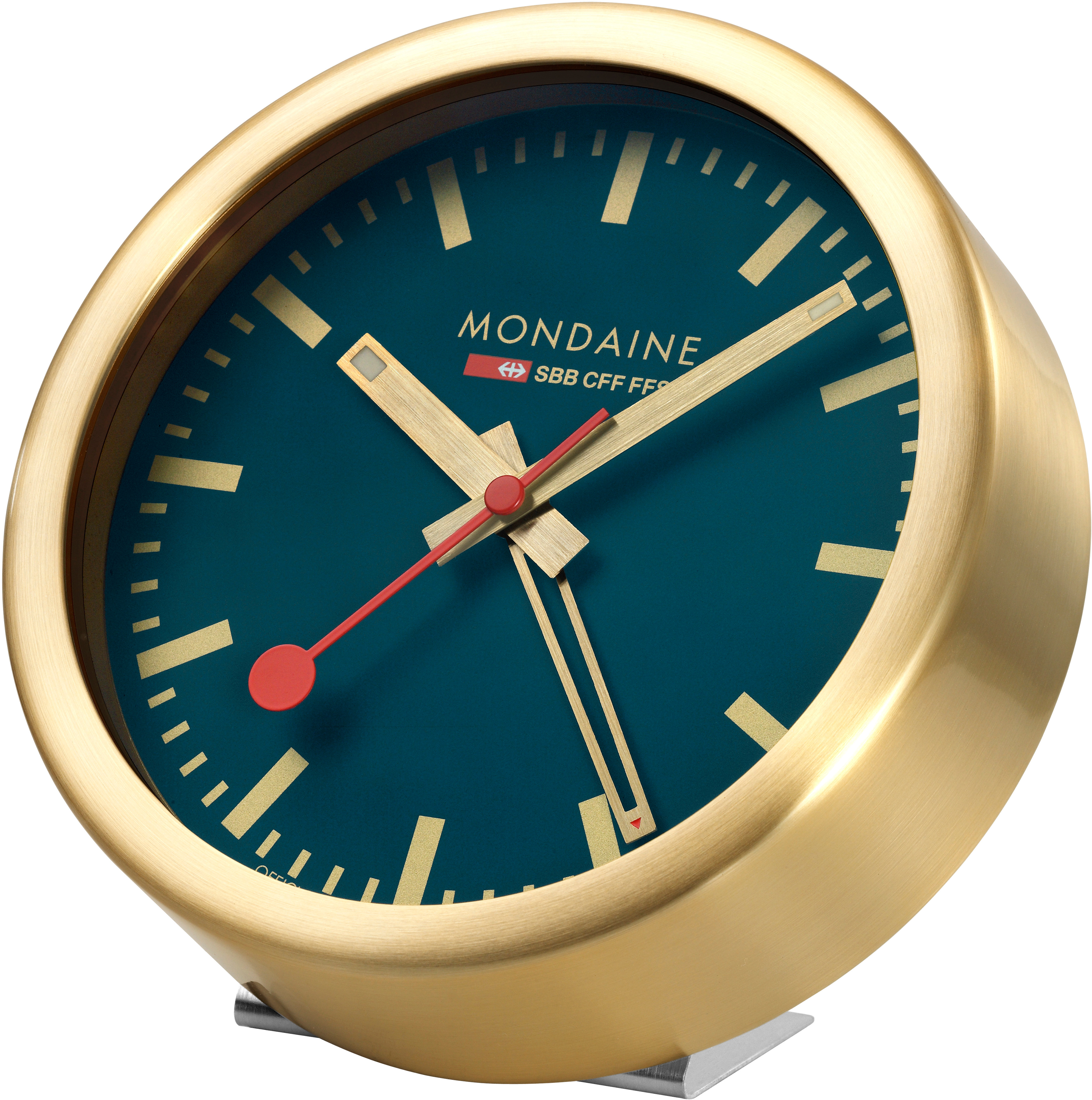 MONDAINE Mur / Horloge de table 125mm A997.46SBG.1 bleu/or, réveil bleu/or, réveil
