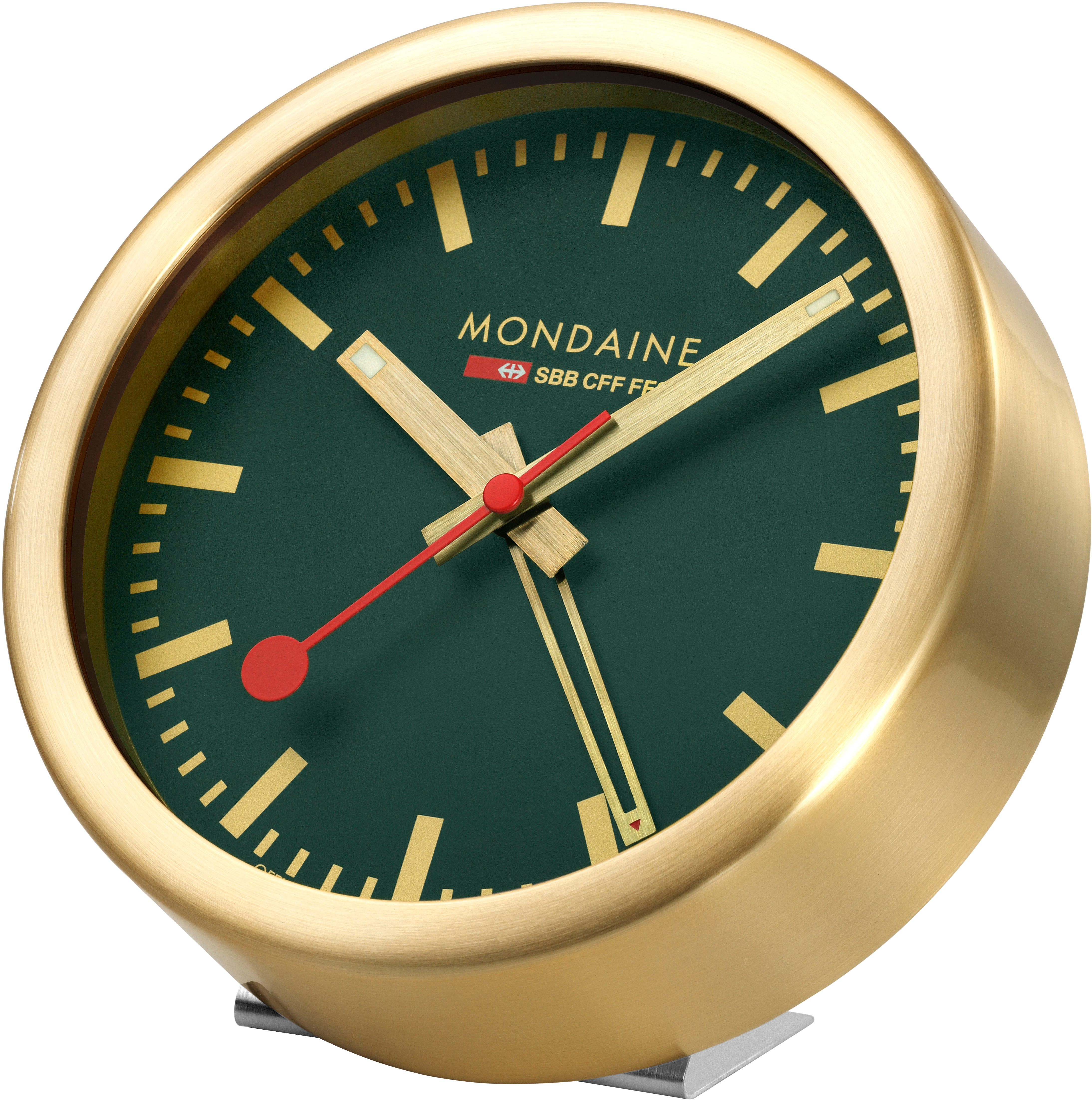 MONDAINE Mur / Horloge de table 125mm A997.66SBG.1 vert/or, réveil
