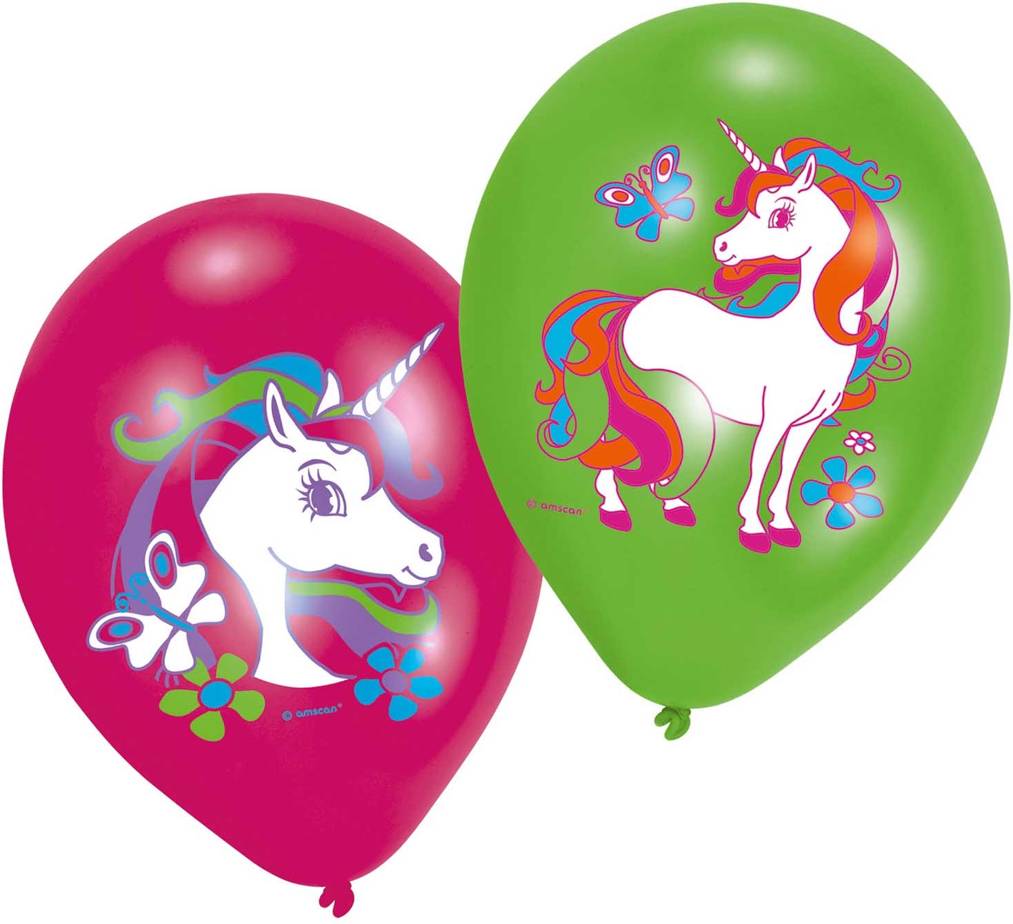 NEUTRAL Latex Balloons Unicorn 6 pcs. 9902173 pink, vert 27.5cm