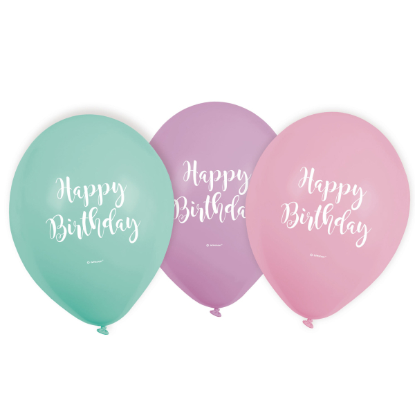 NEUTRAL Ballon Happy Birthday 22.8cm 9903713 Pastel 6 pcs.