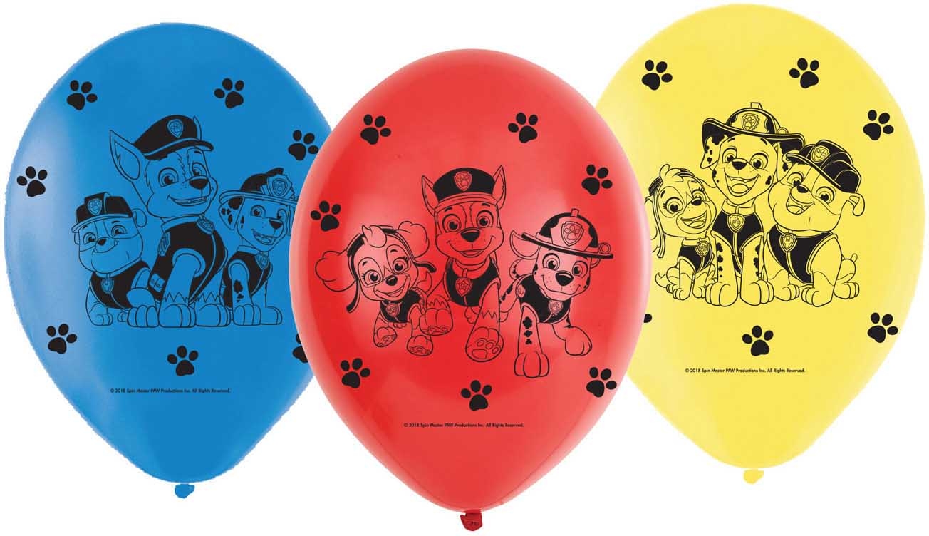 NEUTRAL Balloons Paw Patrol 6 pcs. 9903825 jaune, rouge, bleu 22.8cm