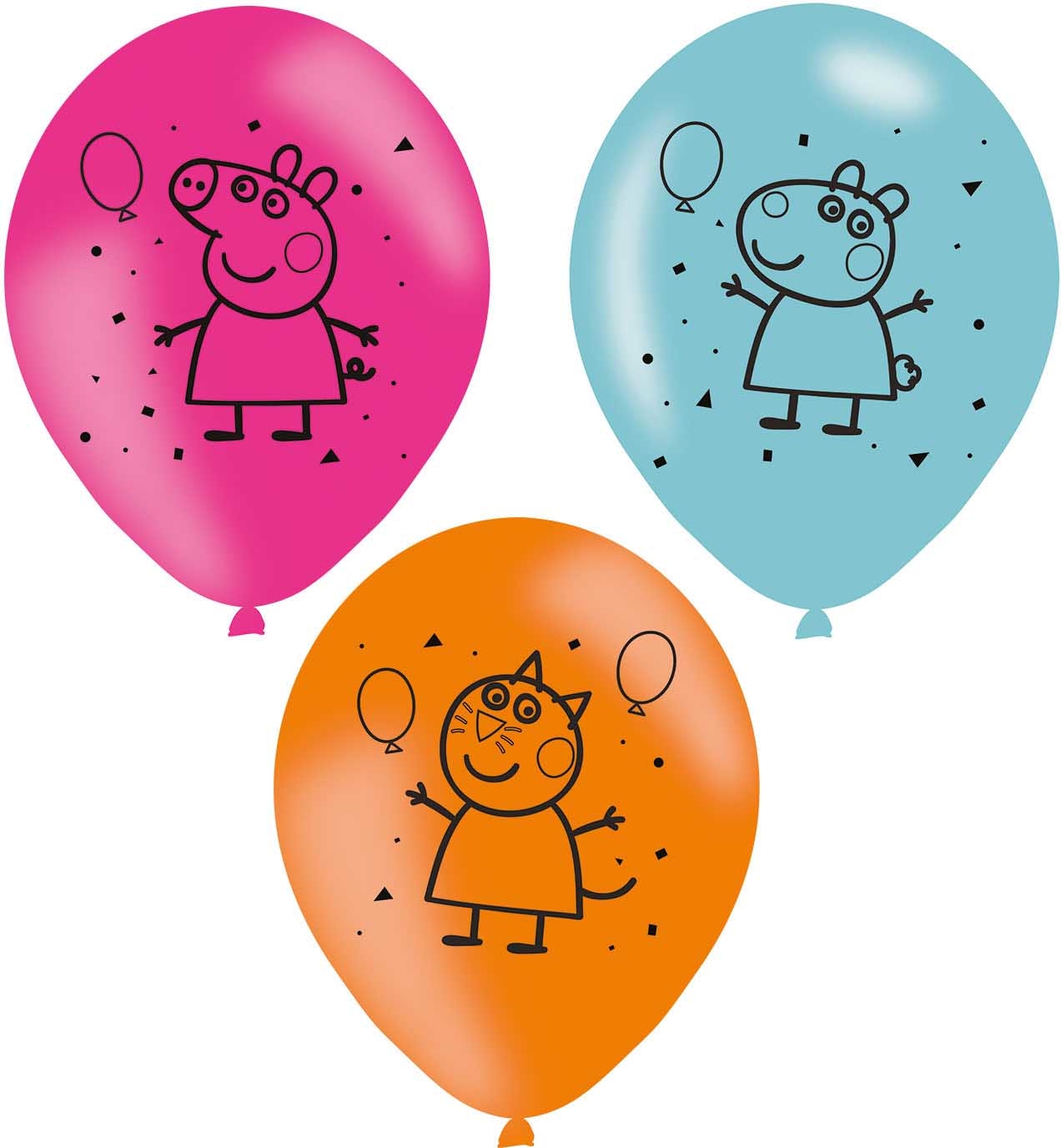 NEUTRAL Balloons Peppa Pig 6 pcs. 997378 pink, bleu, orange 23cm