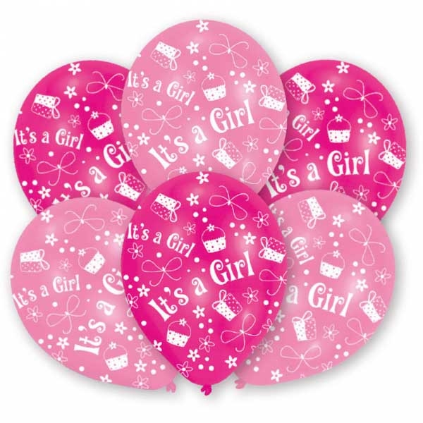 NEUTRAL Balloons It's a girl 6 pcs. INT995696 pink 27.5cm