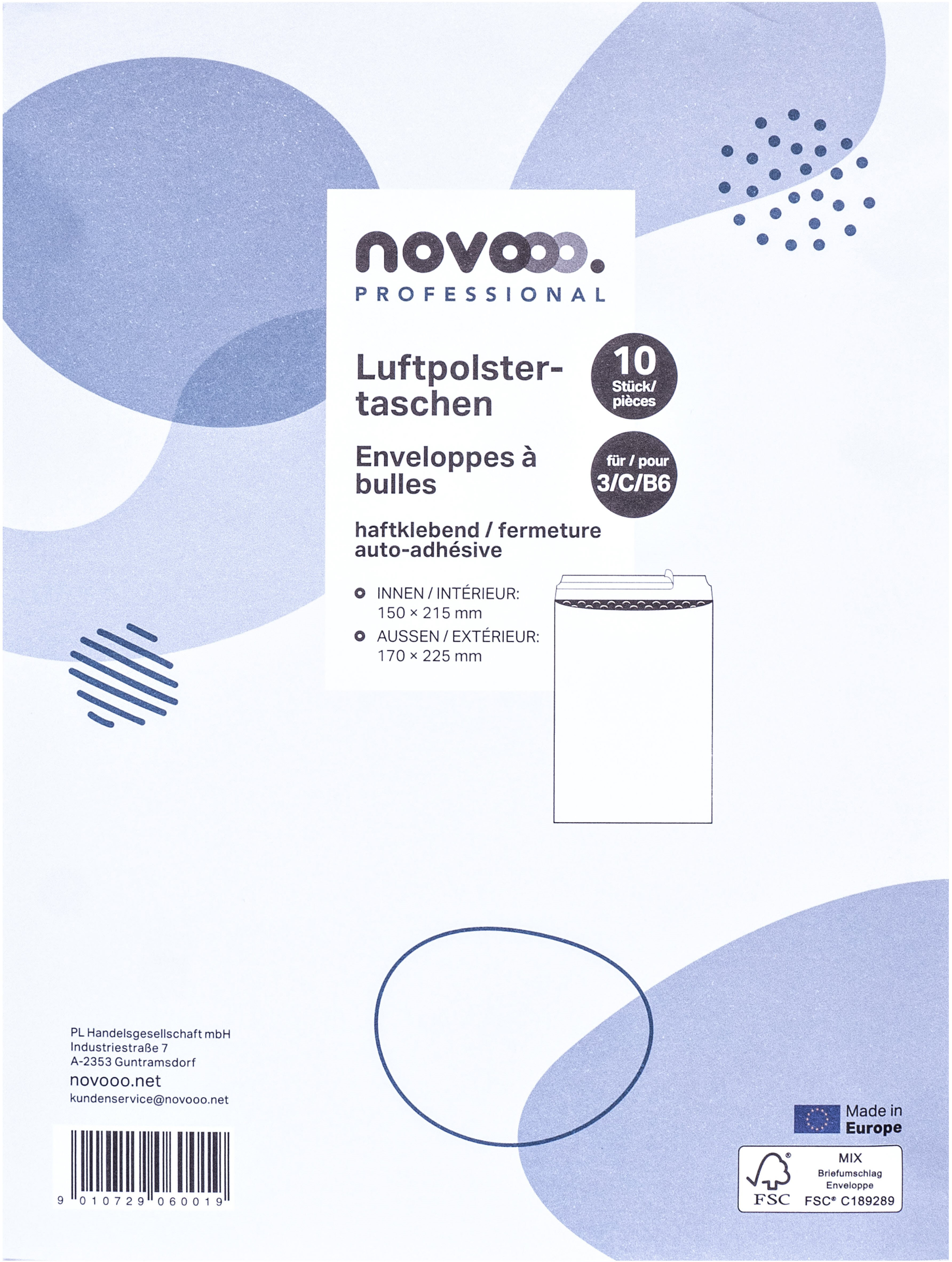 NOVOOO Luftpolstertasche Gr.3 13C-BI-S0F10 10 weiss, 170x225mm 10 Stück