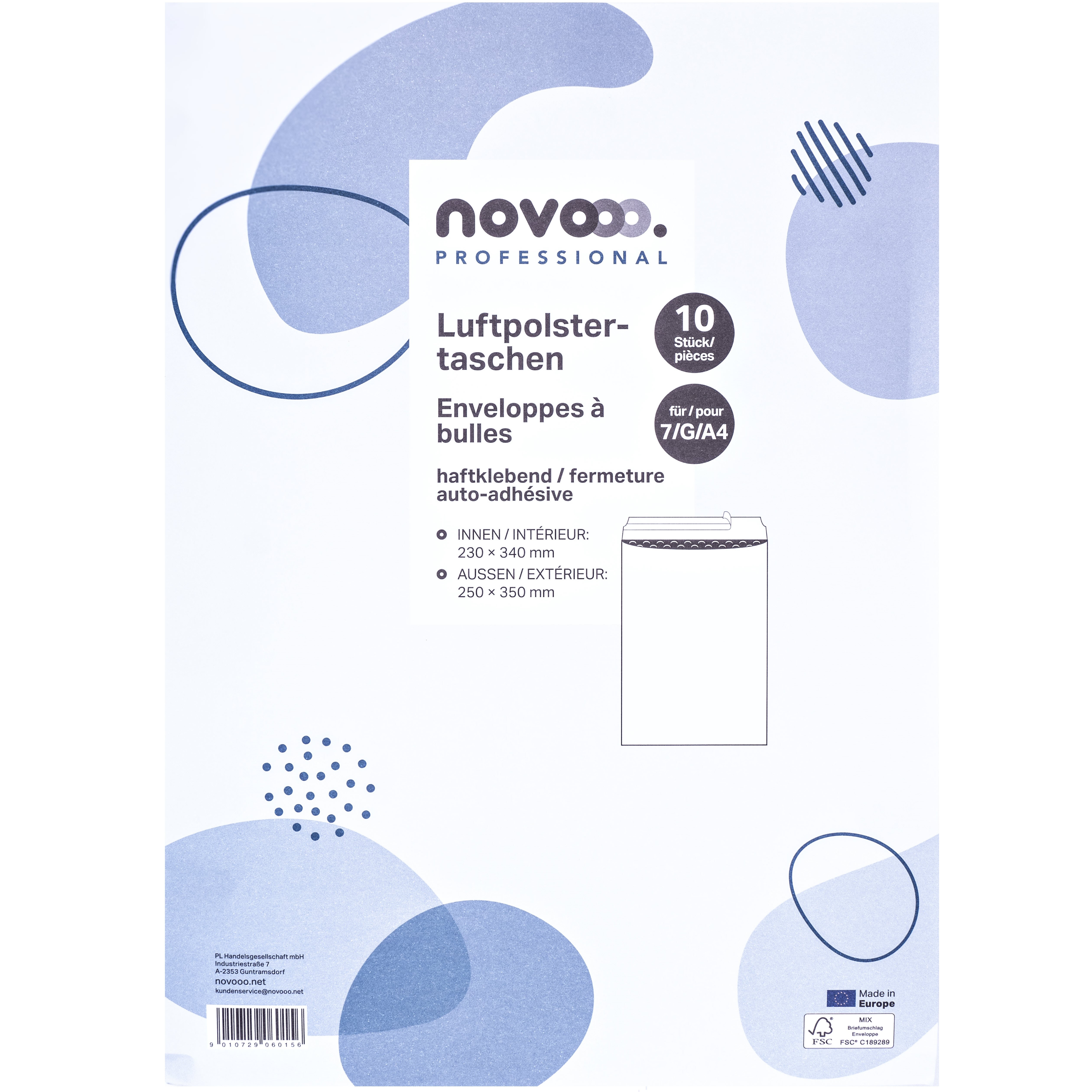 NOVOOO Luftpolstertasche Gr.7 17G-BI-S0F10 10 weiss, 250x350mm 10 Stück