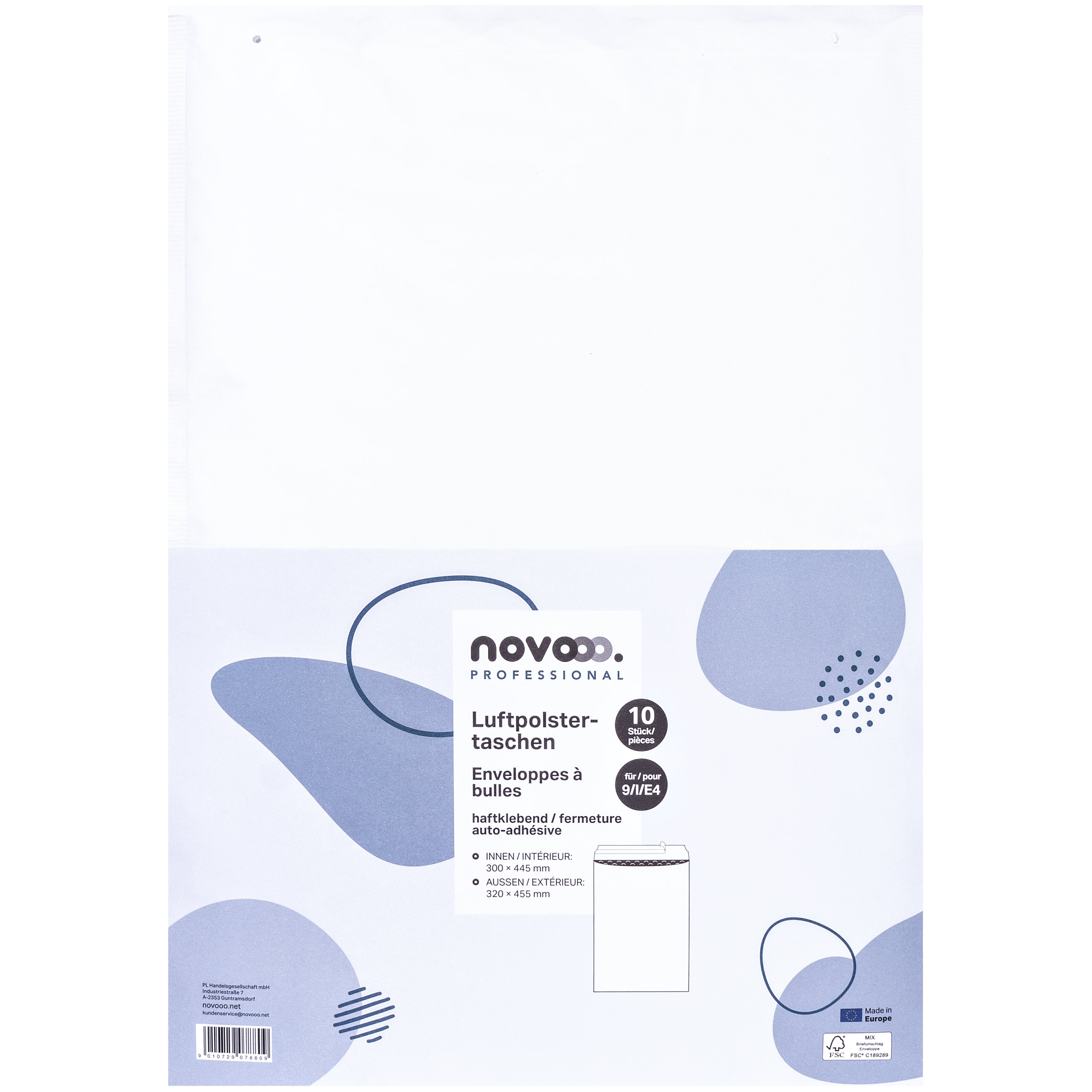 NOVOOO Luftpolstertasche Gr.9 19I-BR-S0F10 10 weiss, 320x455mm 10 Stück
