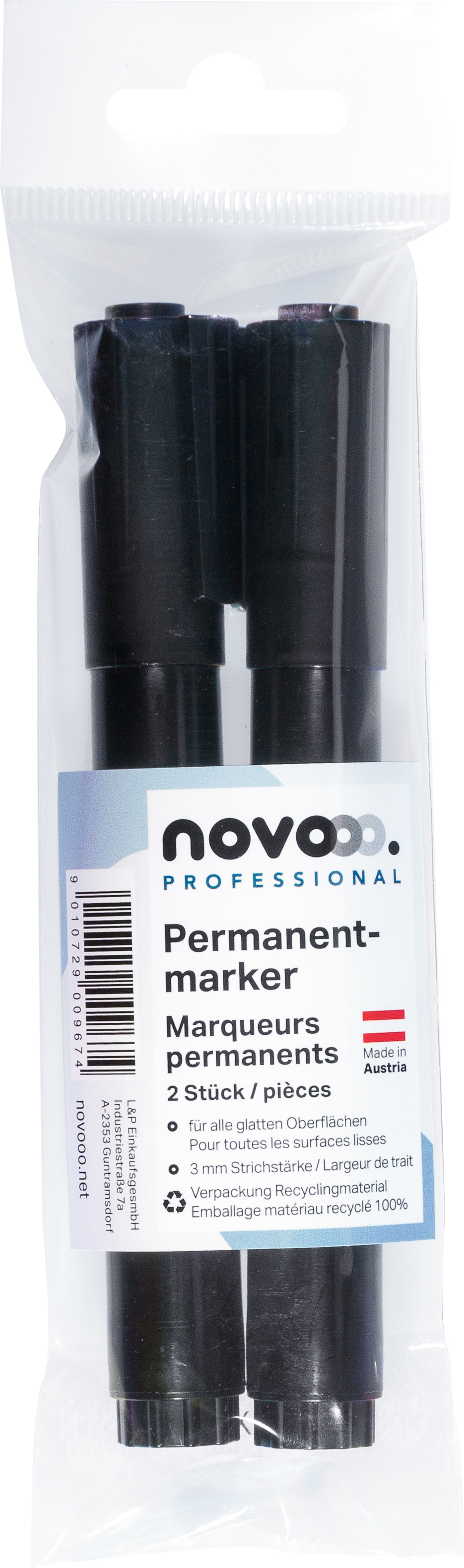 photo NOVOOO Marquer permanent 3mm 21120 noir 2 pièces