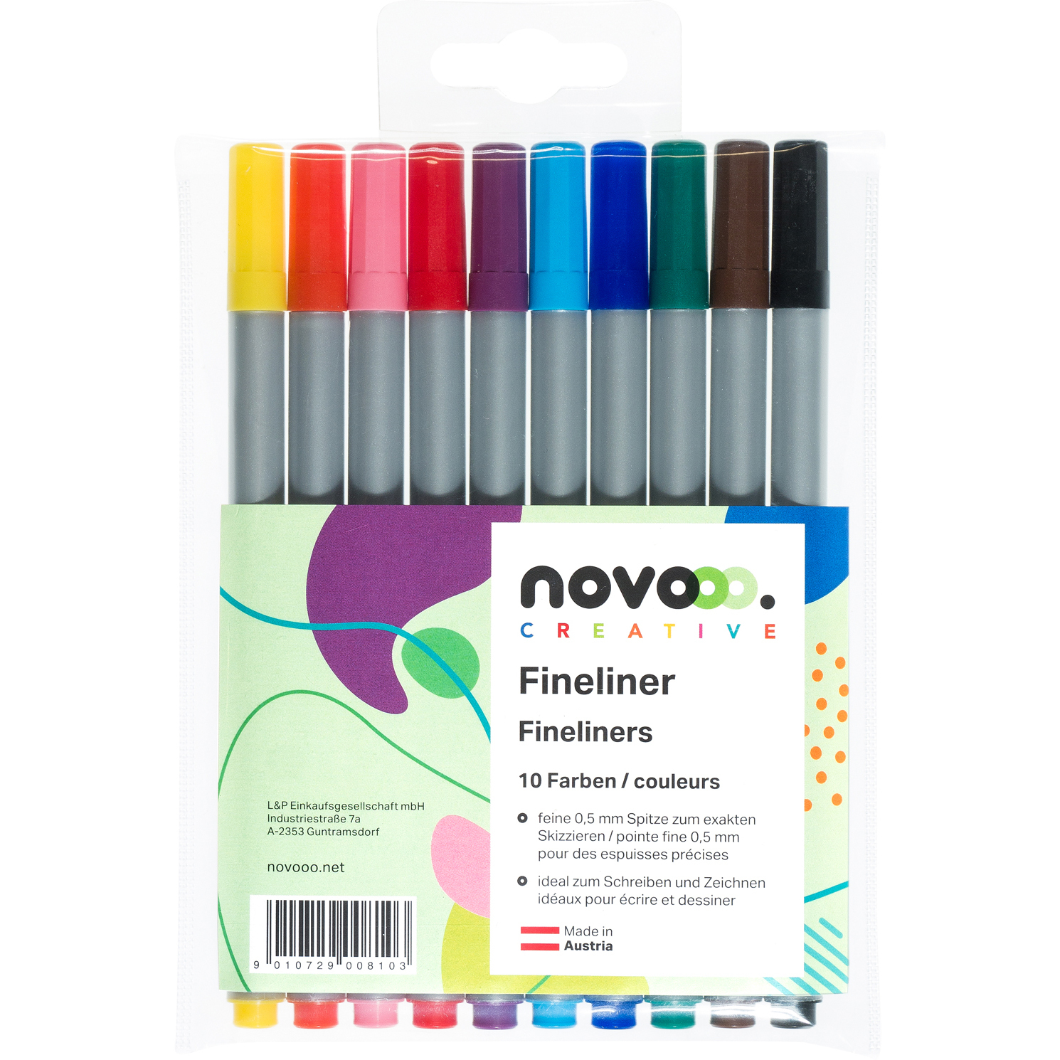photo NOVOOO Finliner 0.5mm 21123 assorté 10 pièces