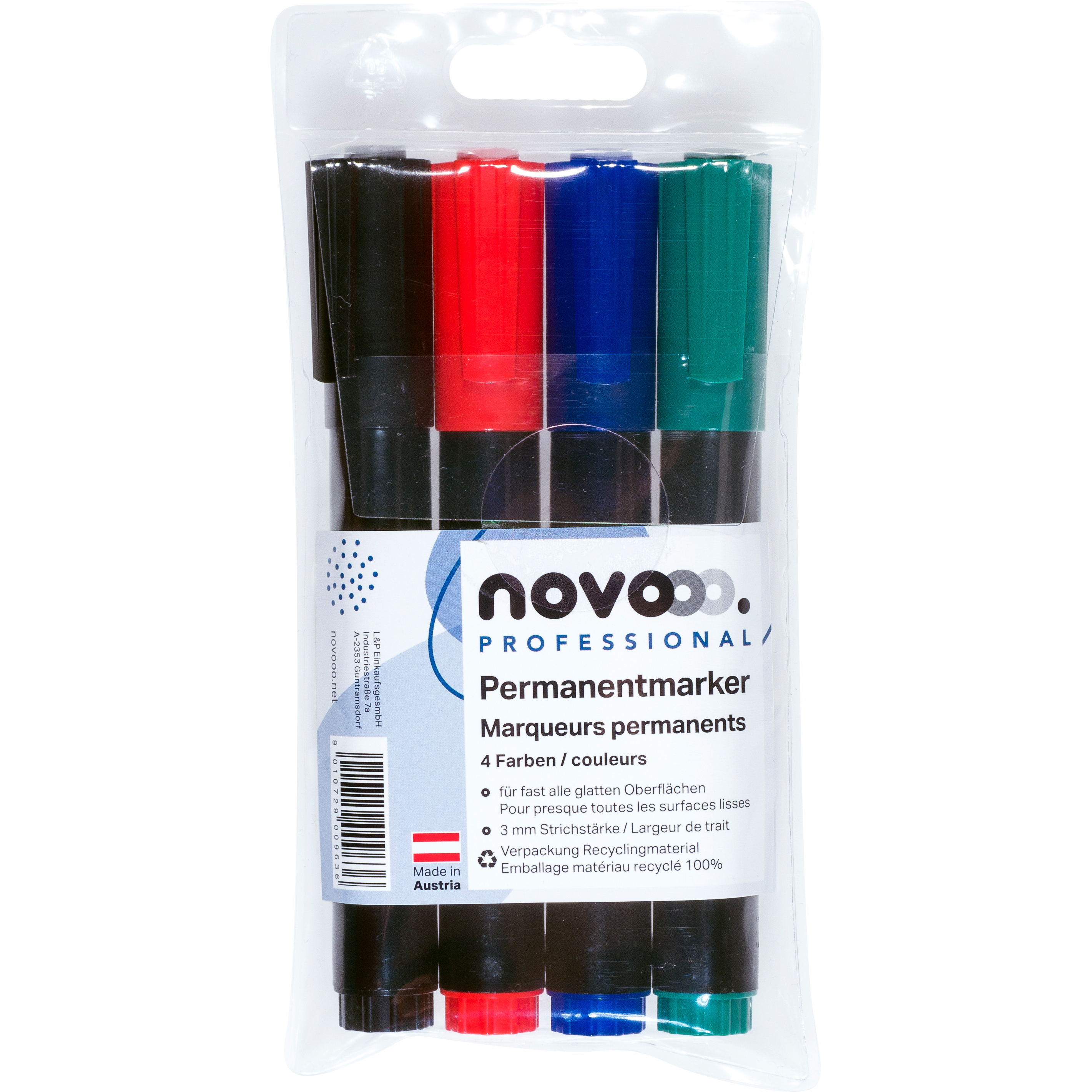 photo NOVOOO Permanent Marker 3mm 25908 4 couleurs ass.