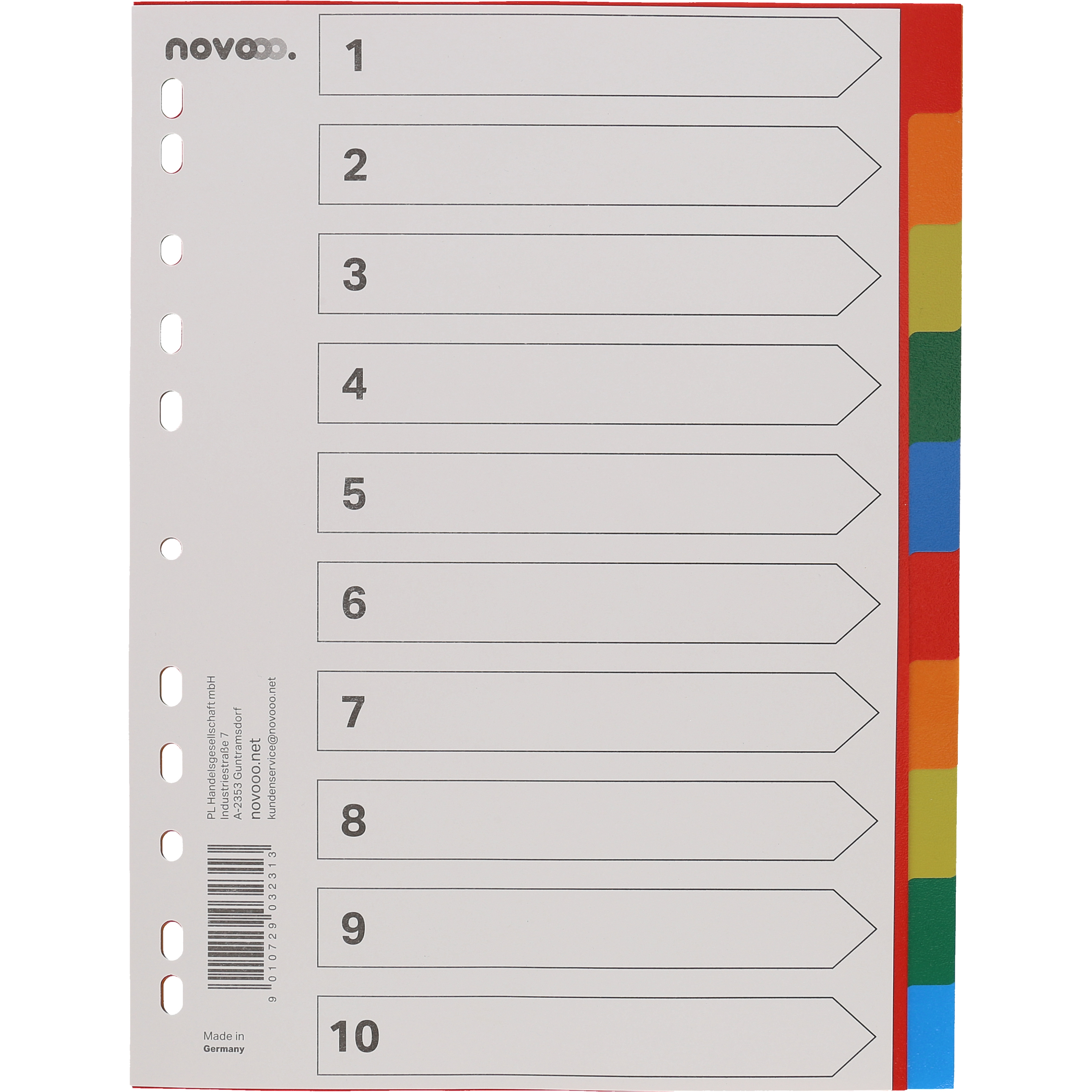 photo NOVOOO Répertoires PP A4 40982 multicolor 10 pcs.
