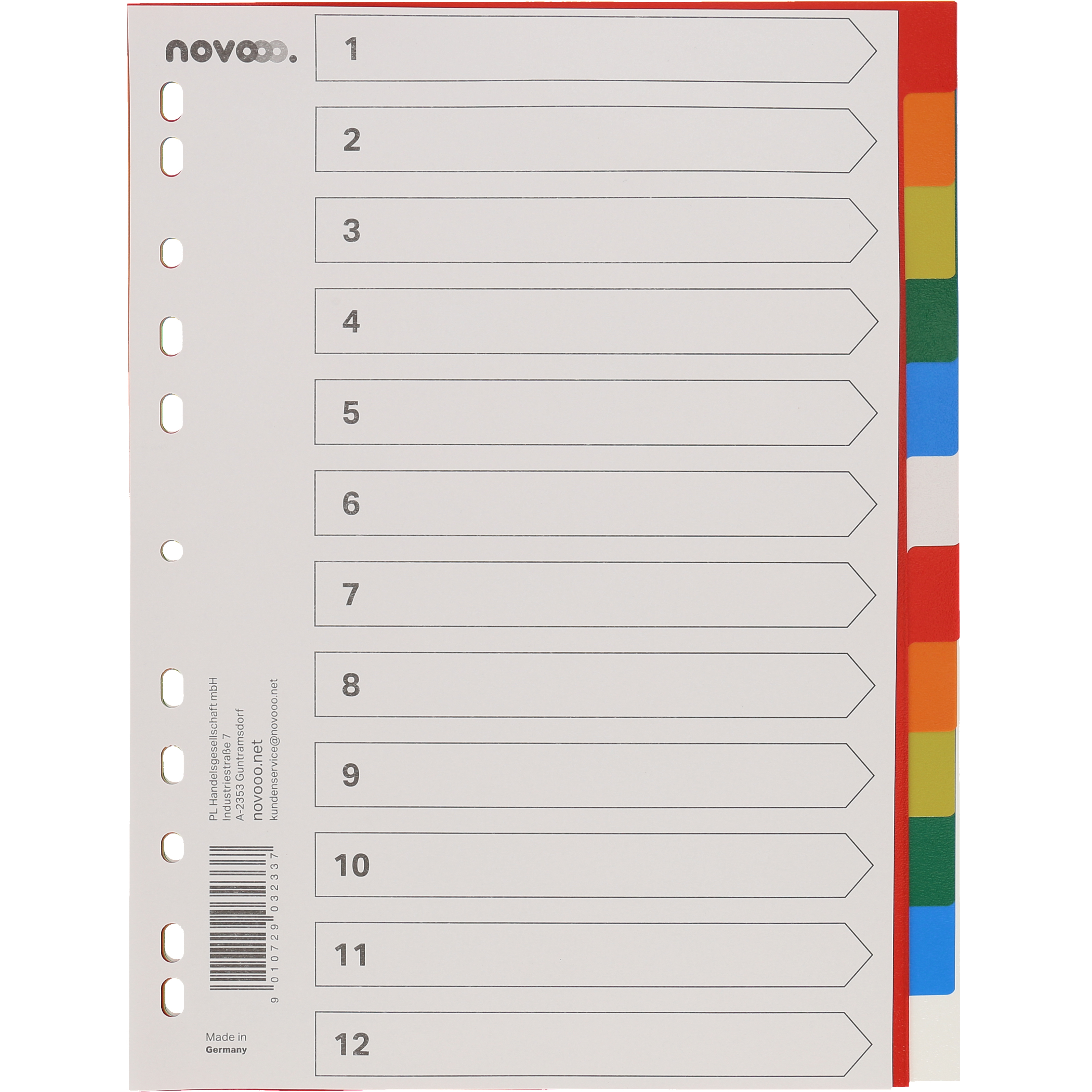 photo NOVOOO Répertoires PP A4 40984 multicolor 12 pcs.