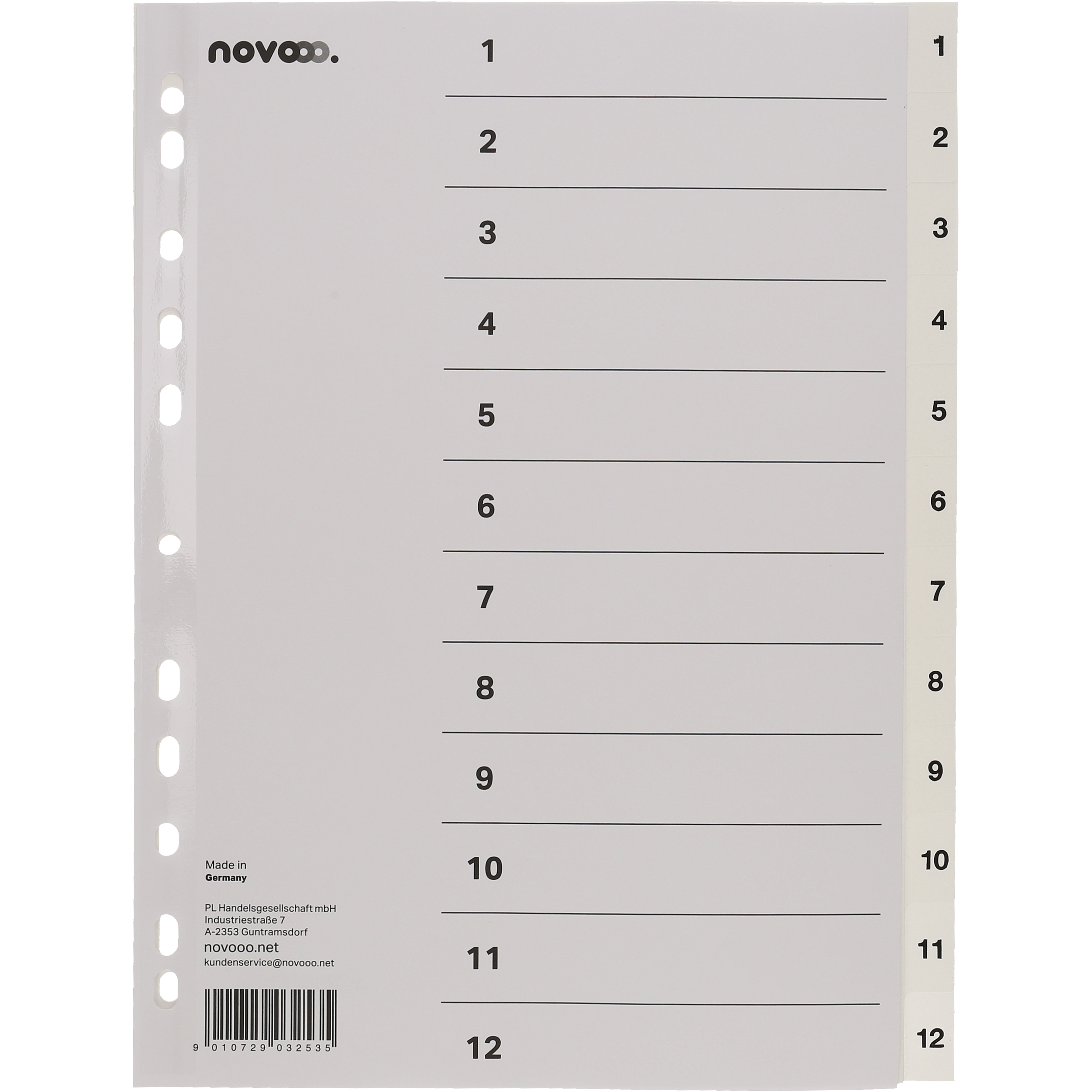 photo NOVOOO Répertoires PP A4 40998 blanc 1-12