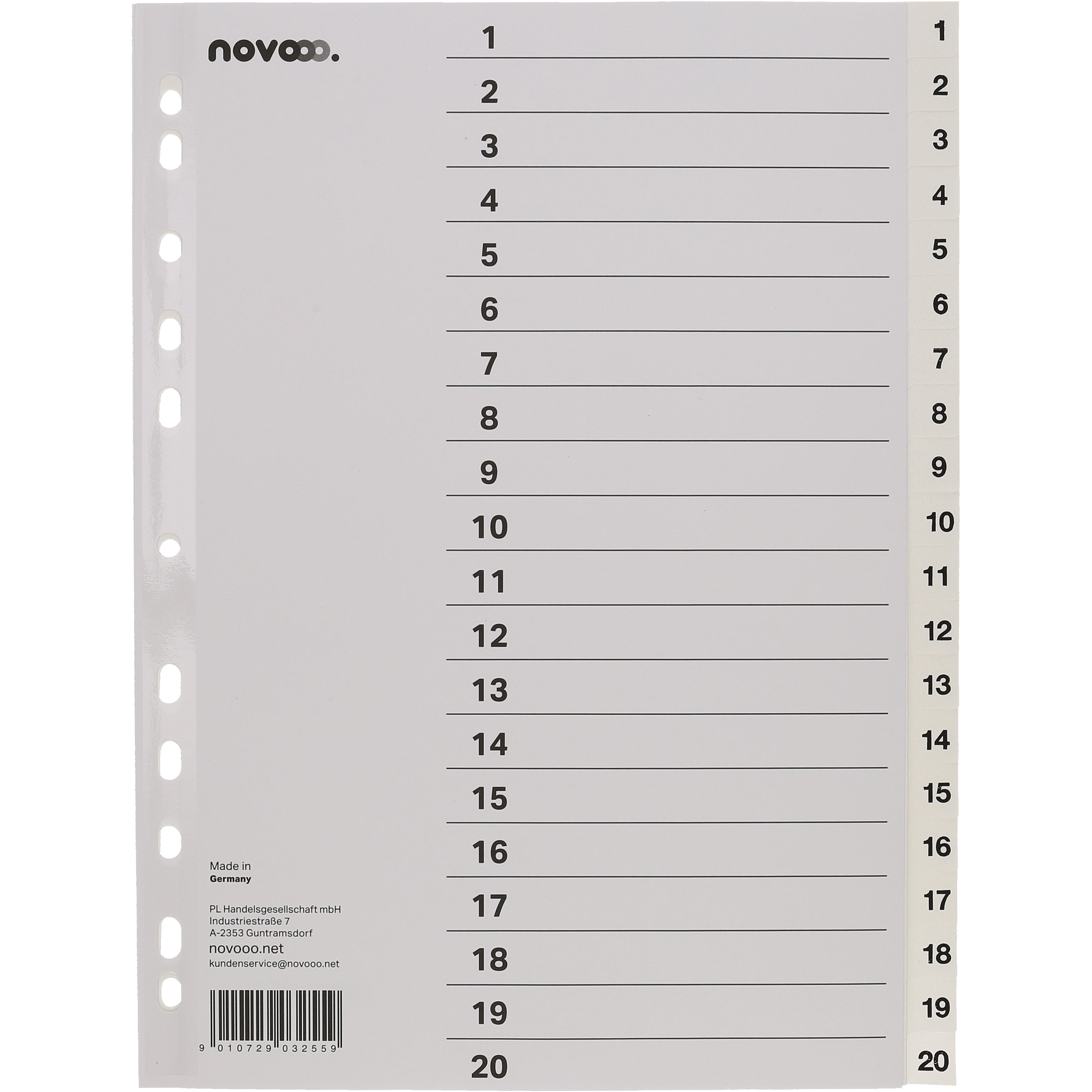 photo NOVOOO Répertoires PP A4 40999 blanc 1-20