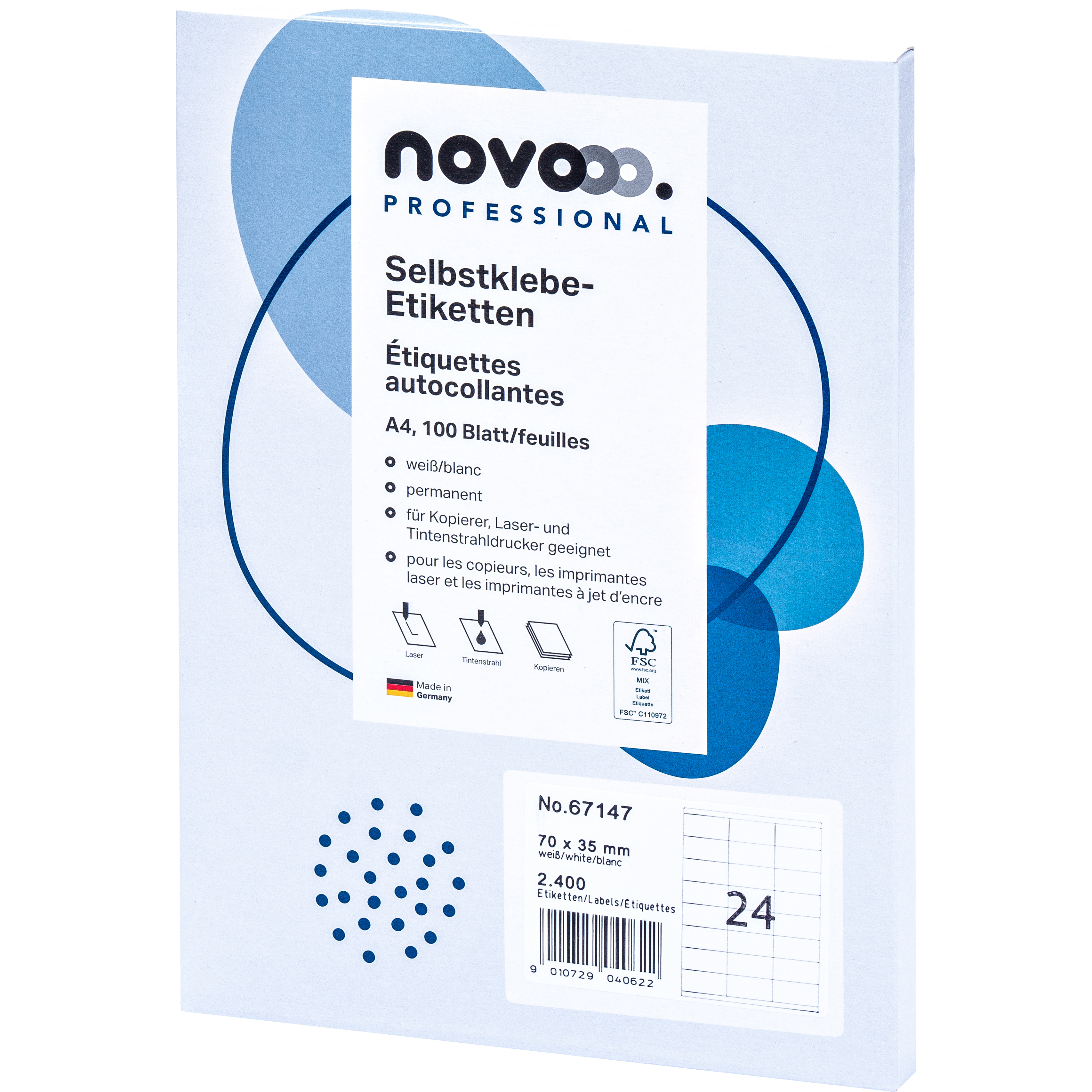 photo NOVOOO Etiquette 70x35mm 67147 blanc 2400 pièces
