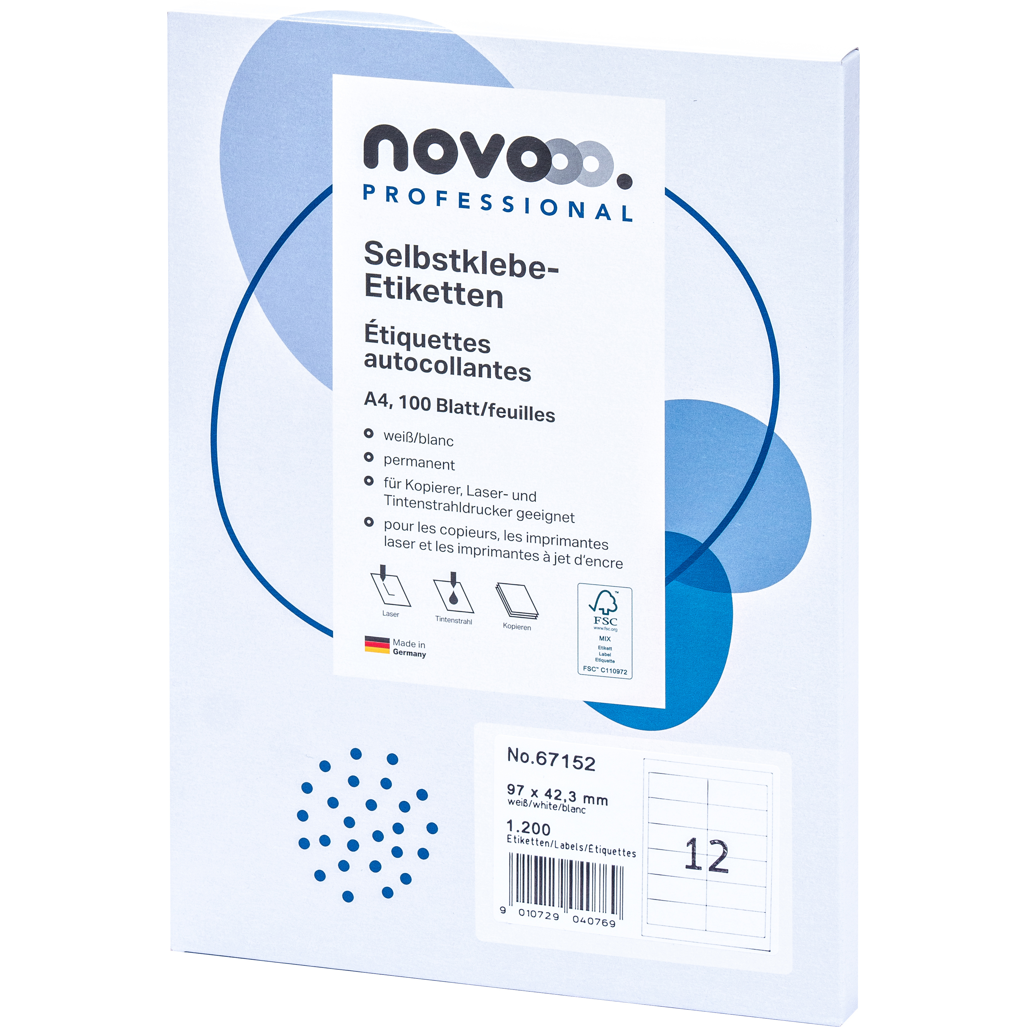photo NOVOOO Etiquette 97x42.3mm 67152 blanc 1200 pièces
