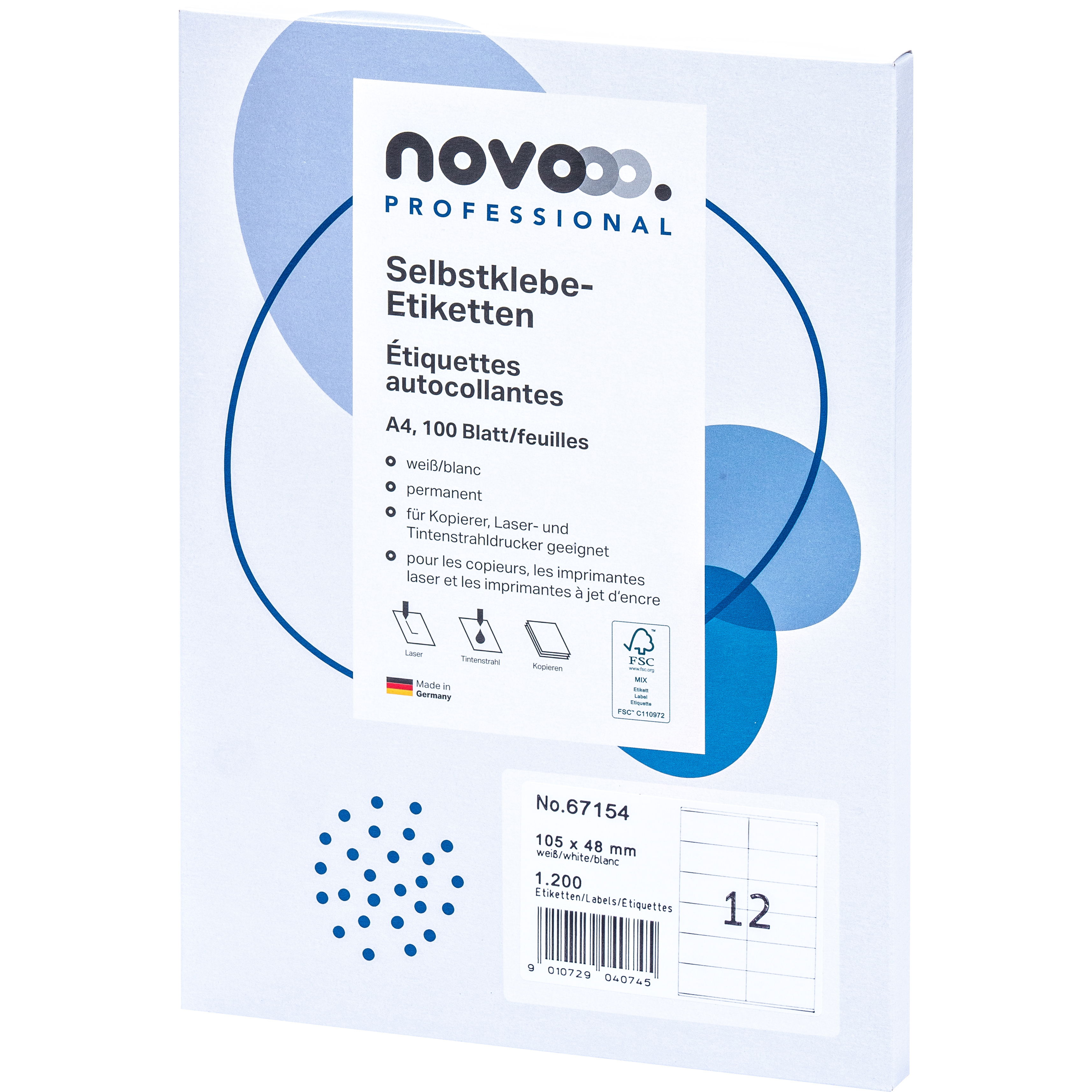 photo NOVOOO Etiquette 105x48mm 67154 blanc 1200 pièces
