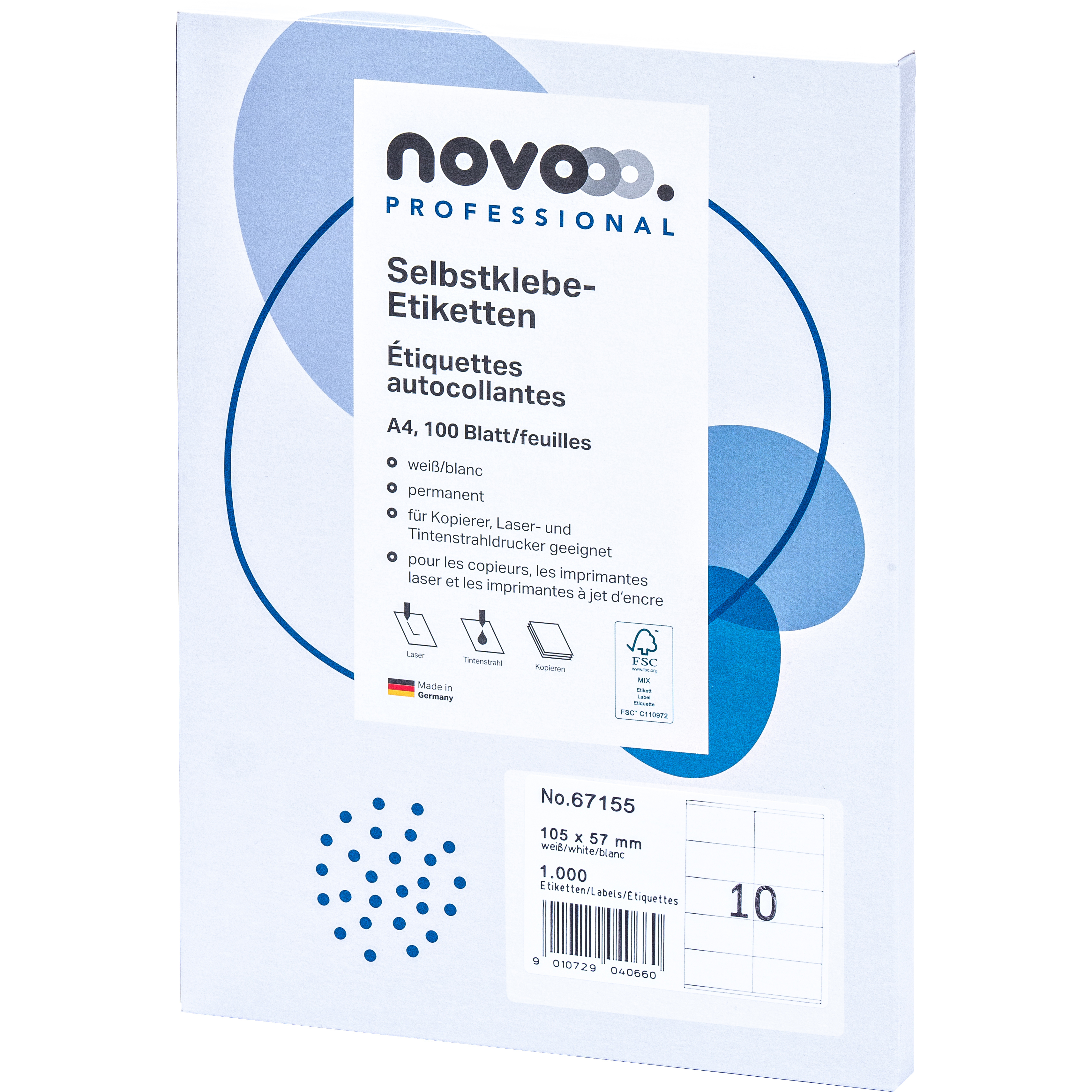 photo NOVOOO Etiquette 105x57mm 67155 blanc 1000 pièces