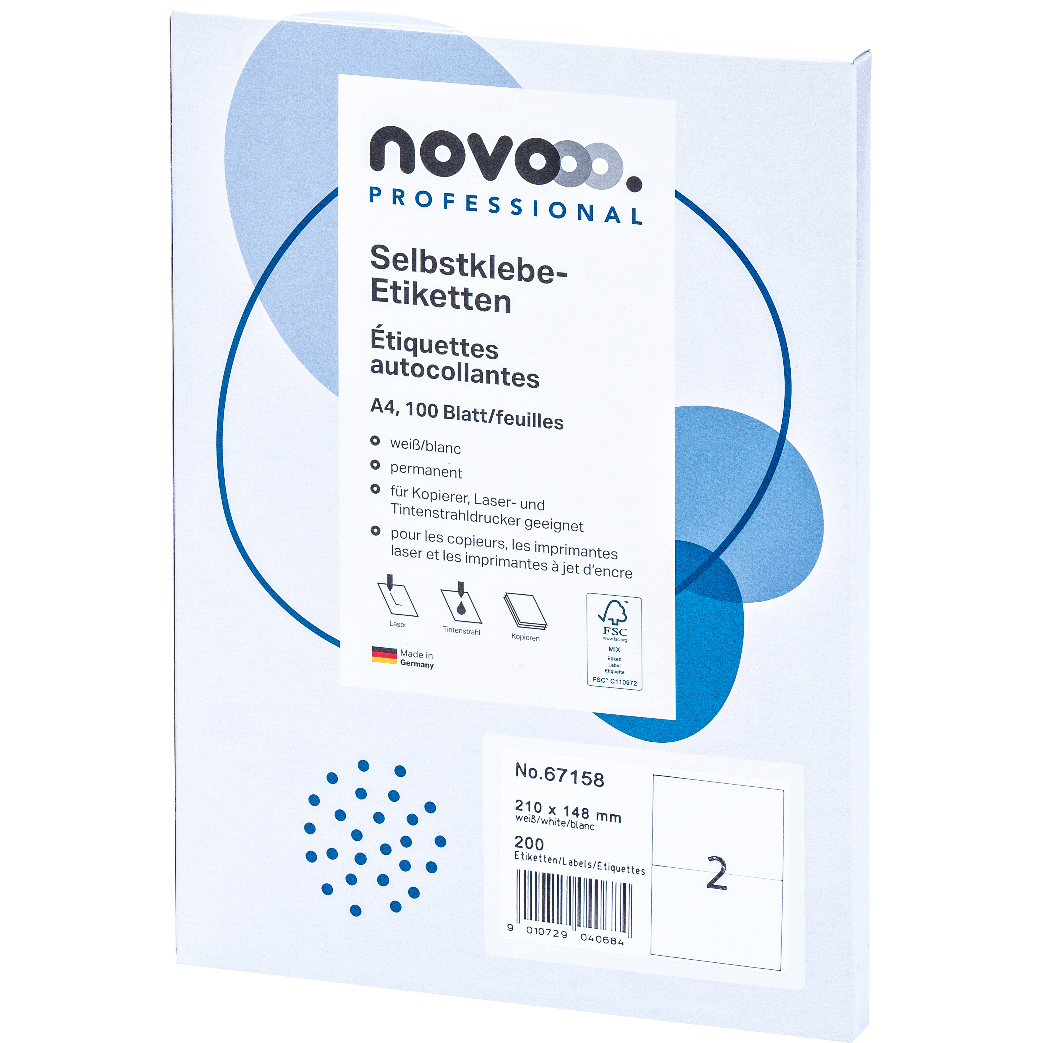 photo NOVOOO Etiquette 210x148mm 67158 blanc 200 pièces
