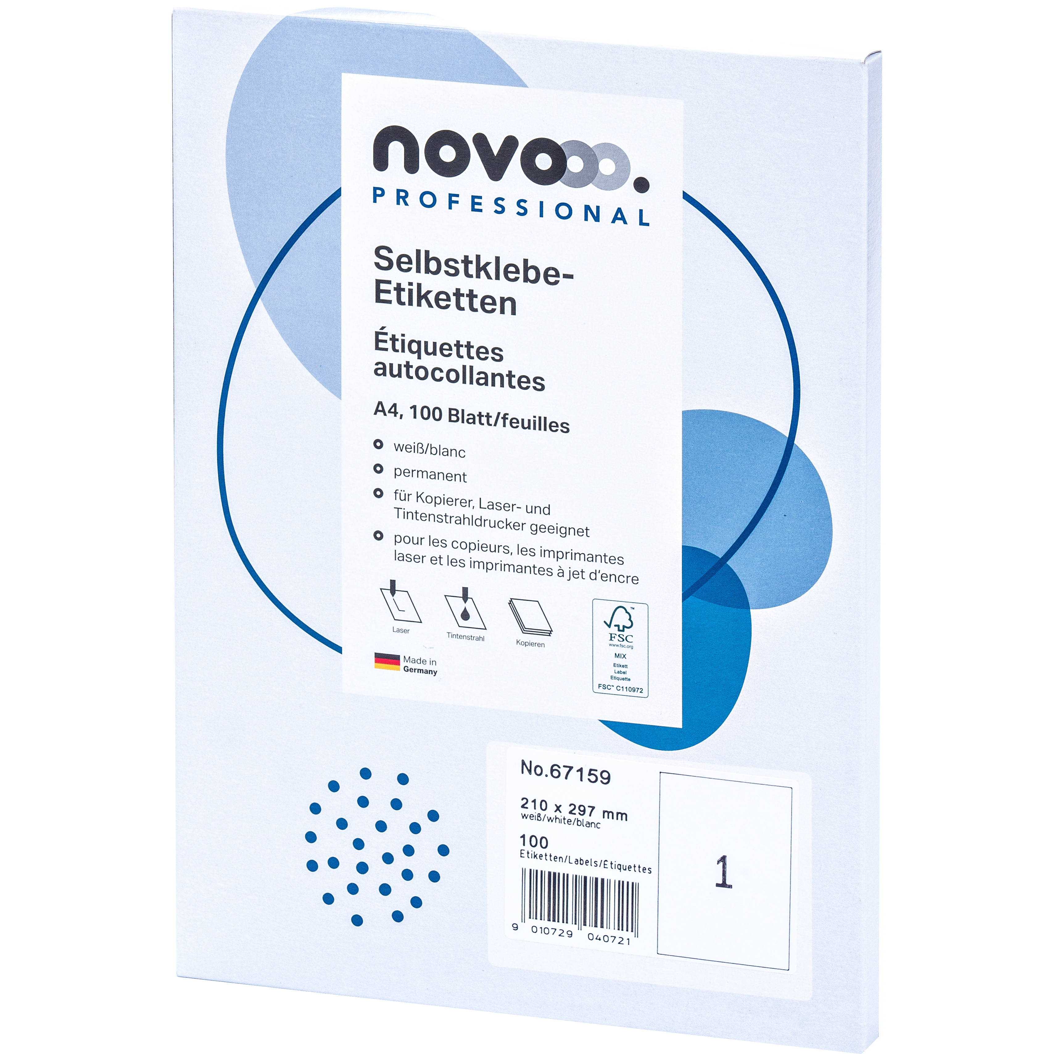 photo NOVOOO Etiquette 210x297mm 67159 blanc 100 pièces