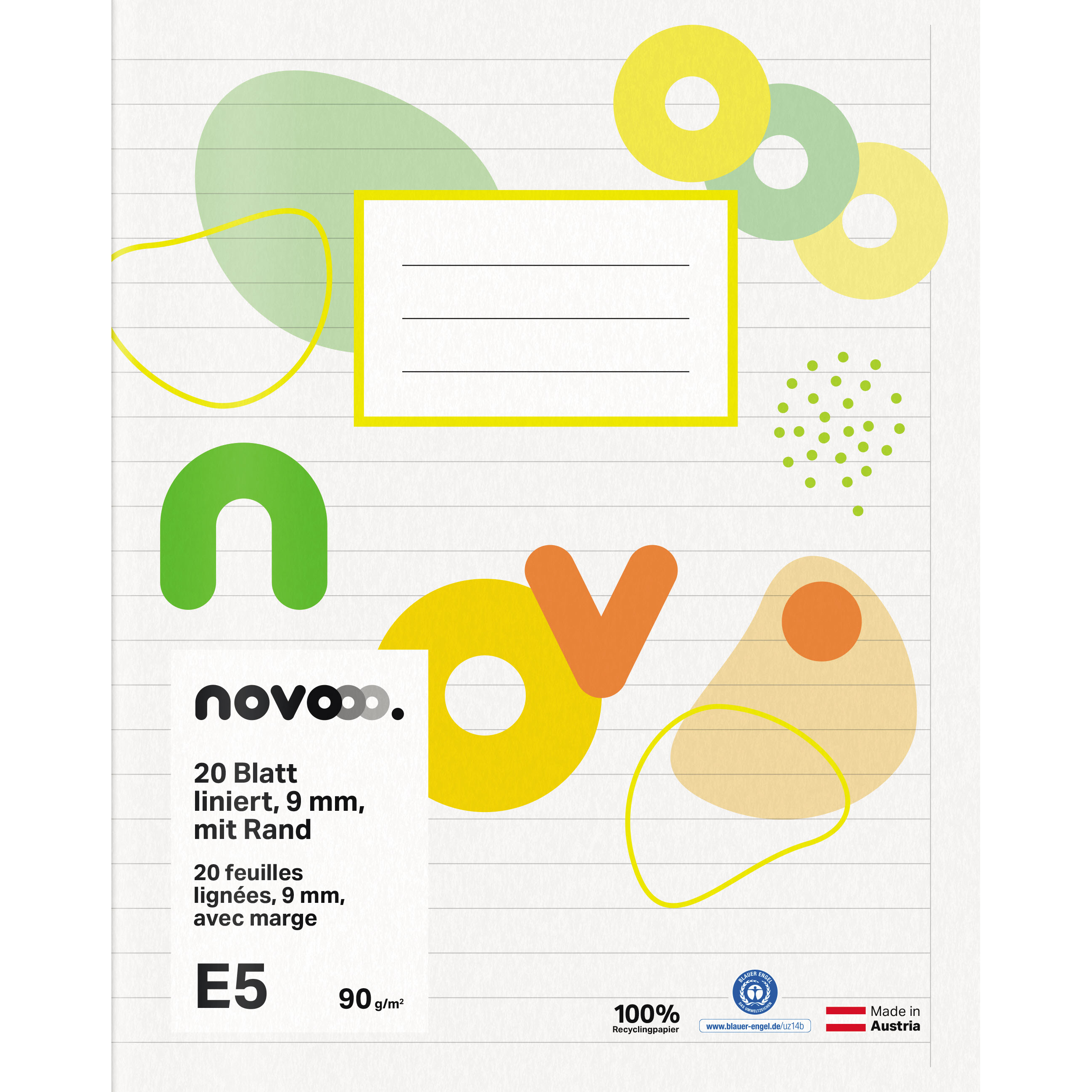 photo NOVOOO Cahier d'école E5 729764 9mm ligné avec marge 90g
