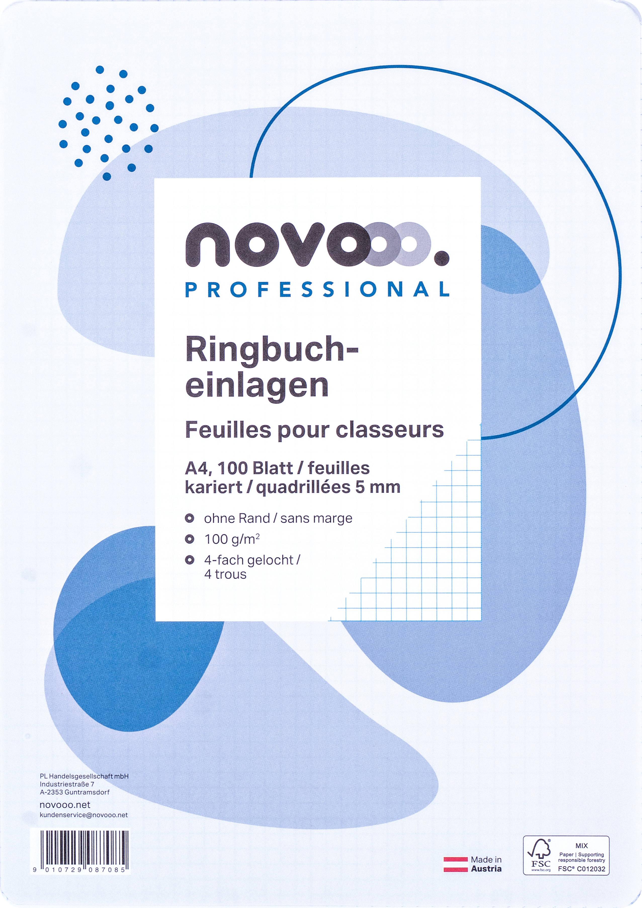 photo NOVOOO Anneau liant insert, A4 729796 5mm a carreaux, 100g 100 flls.