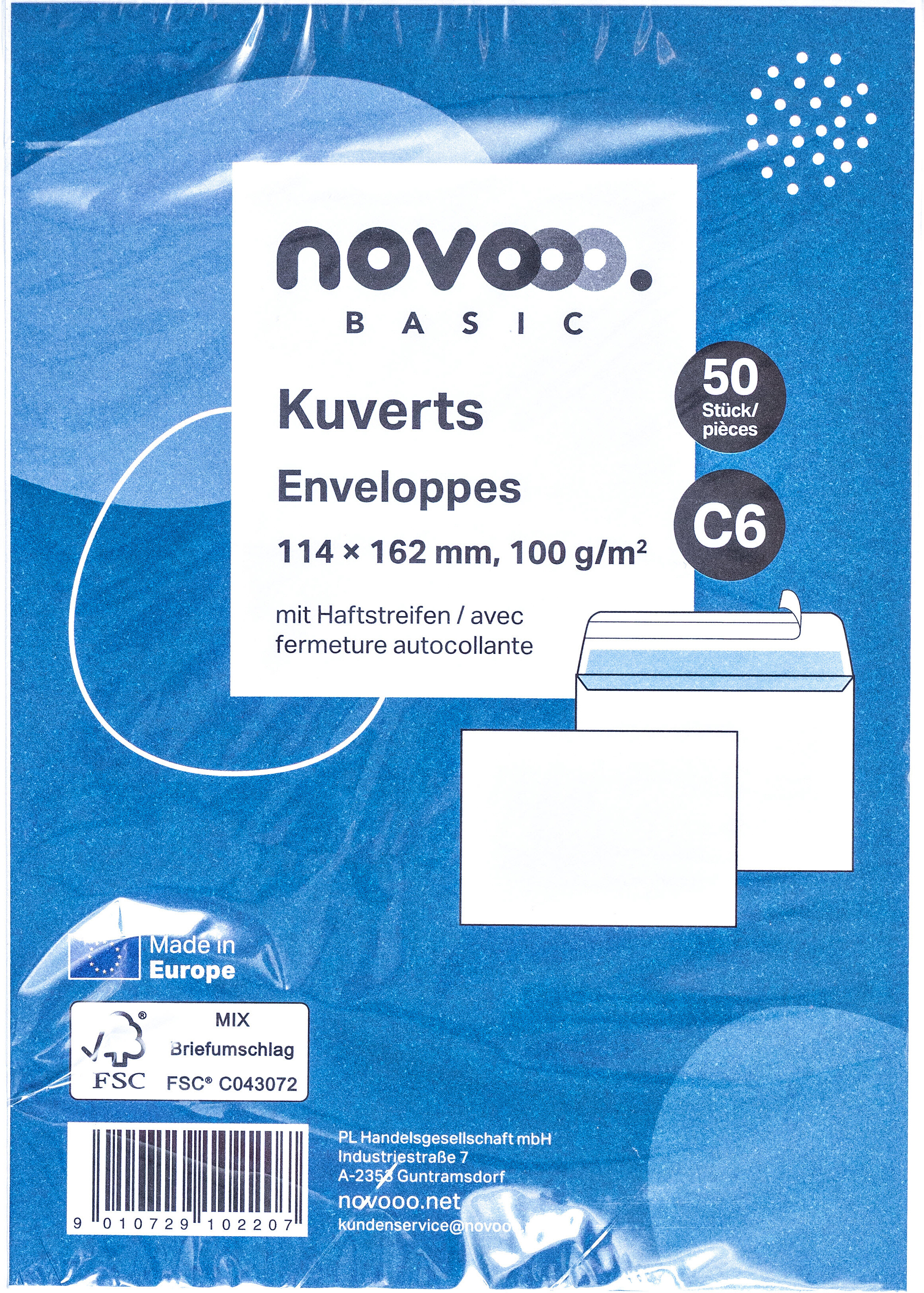 photo NOVOOO Enveloppe s/fenêtre C6 731516 100g, blanc 50 pièces