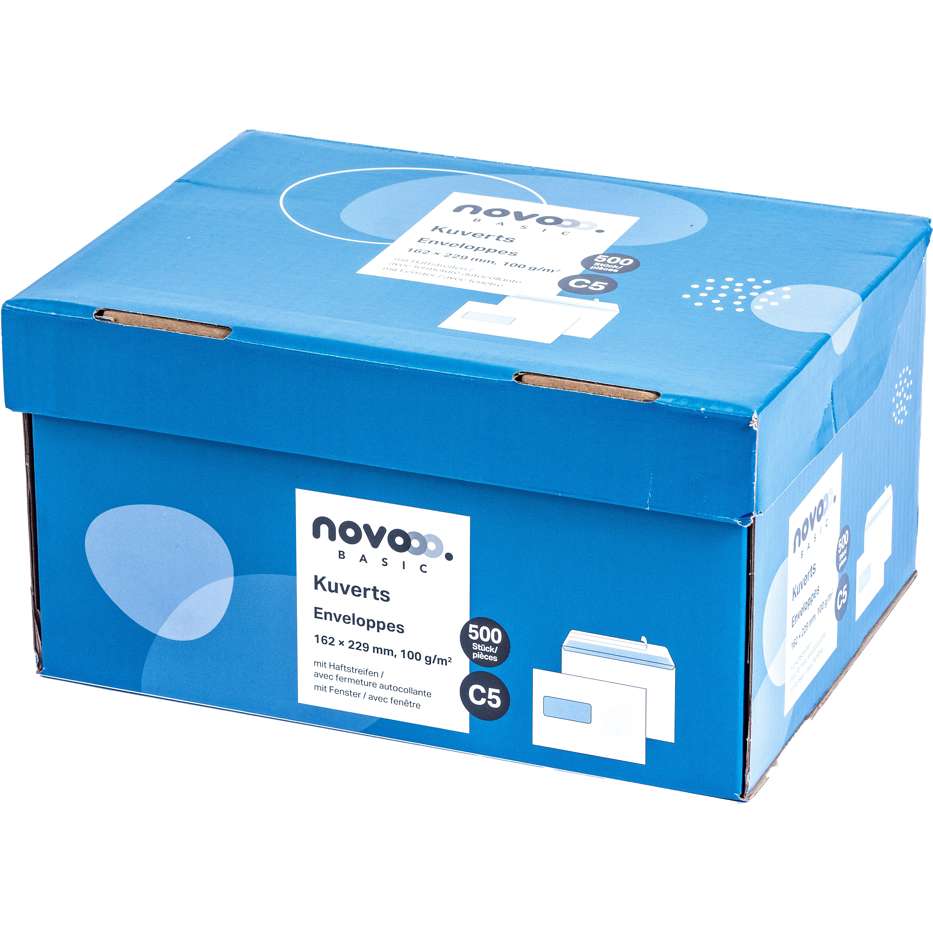 photo NOVOOO Enveloppe a/fenêtre gauche C5 731519 100g, blanc 500 pièces