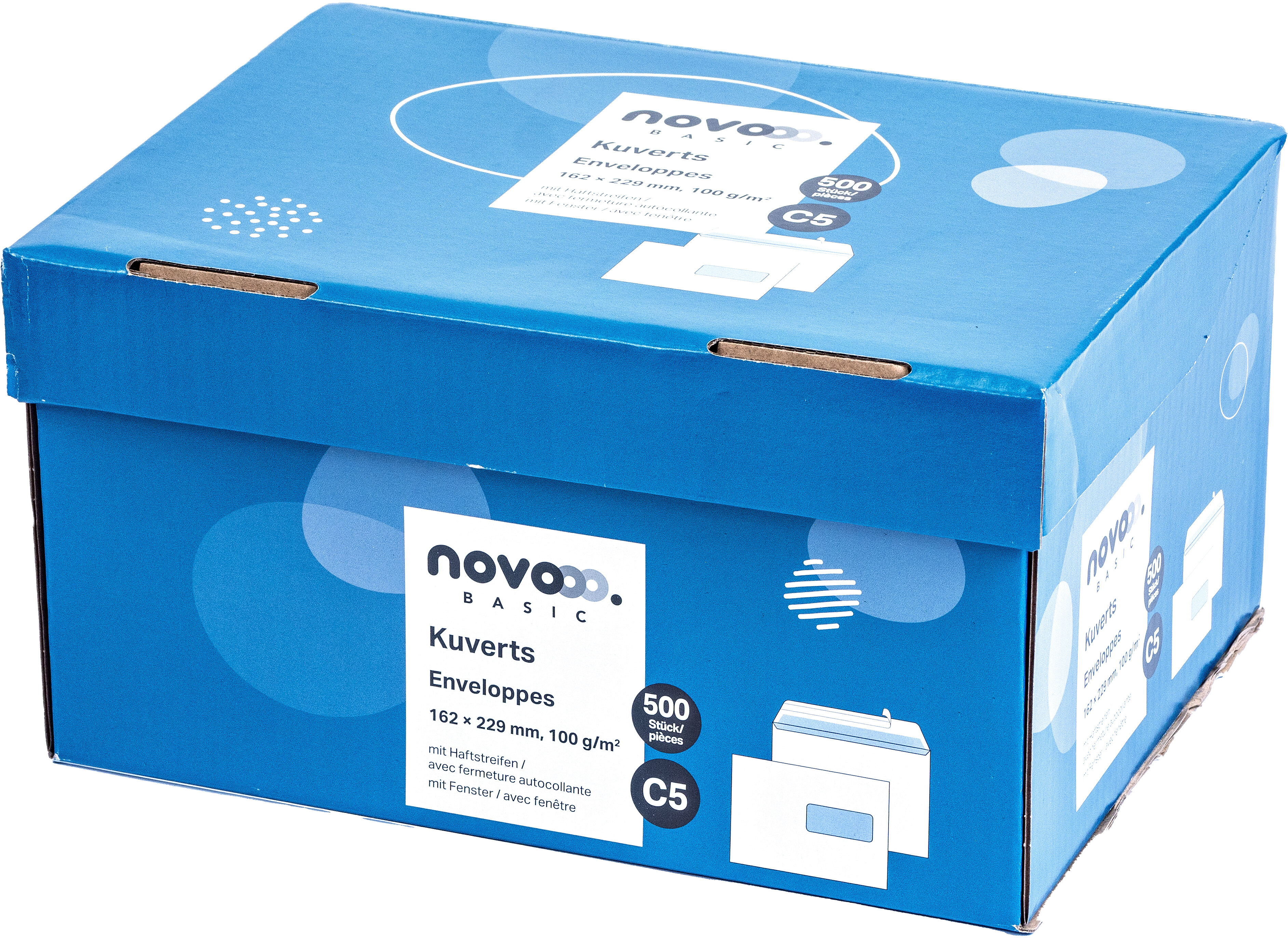 photo NOVOOO Enveloppe a/fenêtre droit C5 731520 100g, blanc 500 pièces