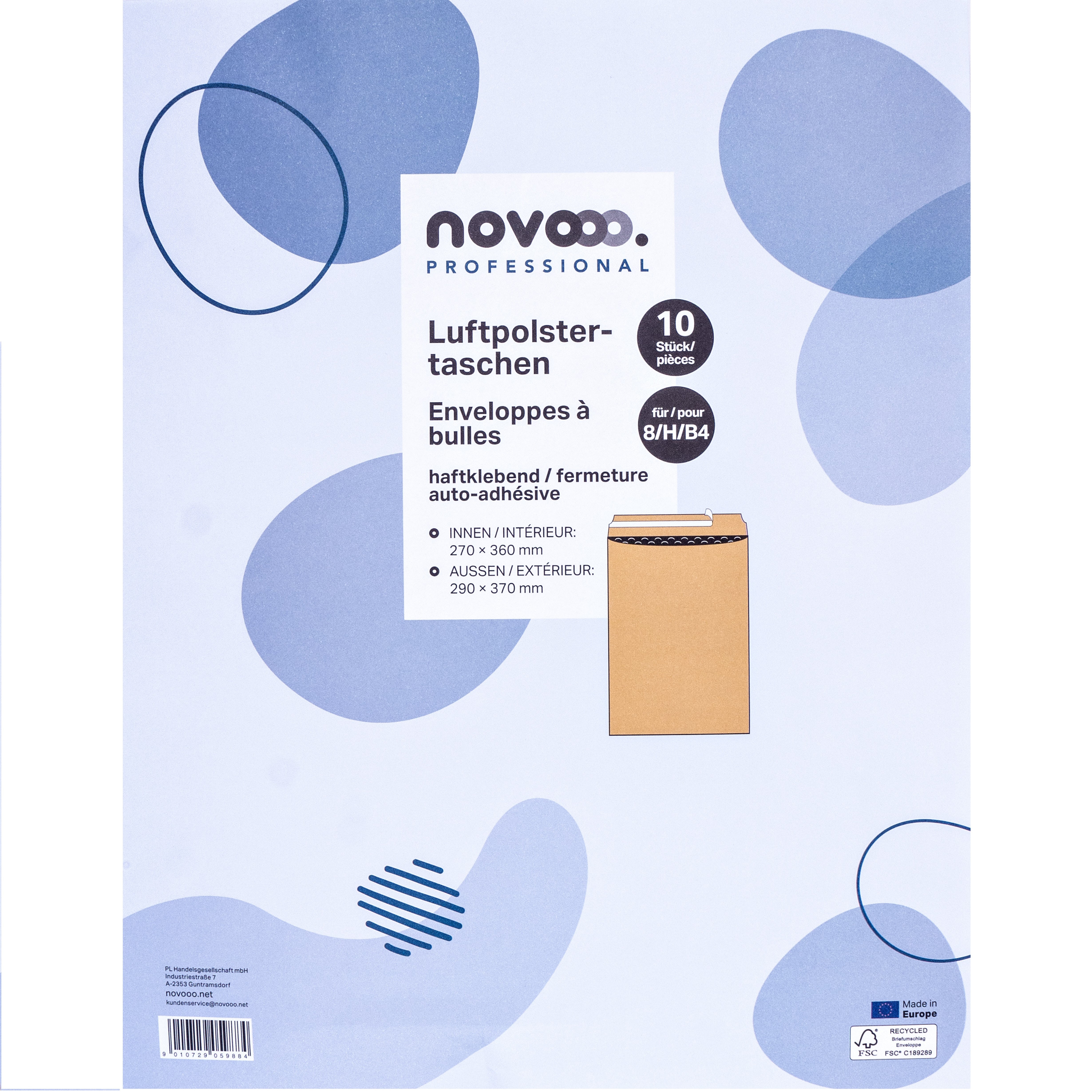 photo NOVOOO Enveloppe molleton Recyclé E-1712130 marron, 270x360mm 10 pièces
