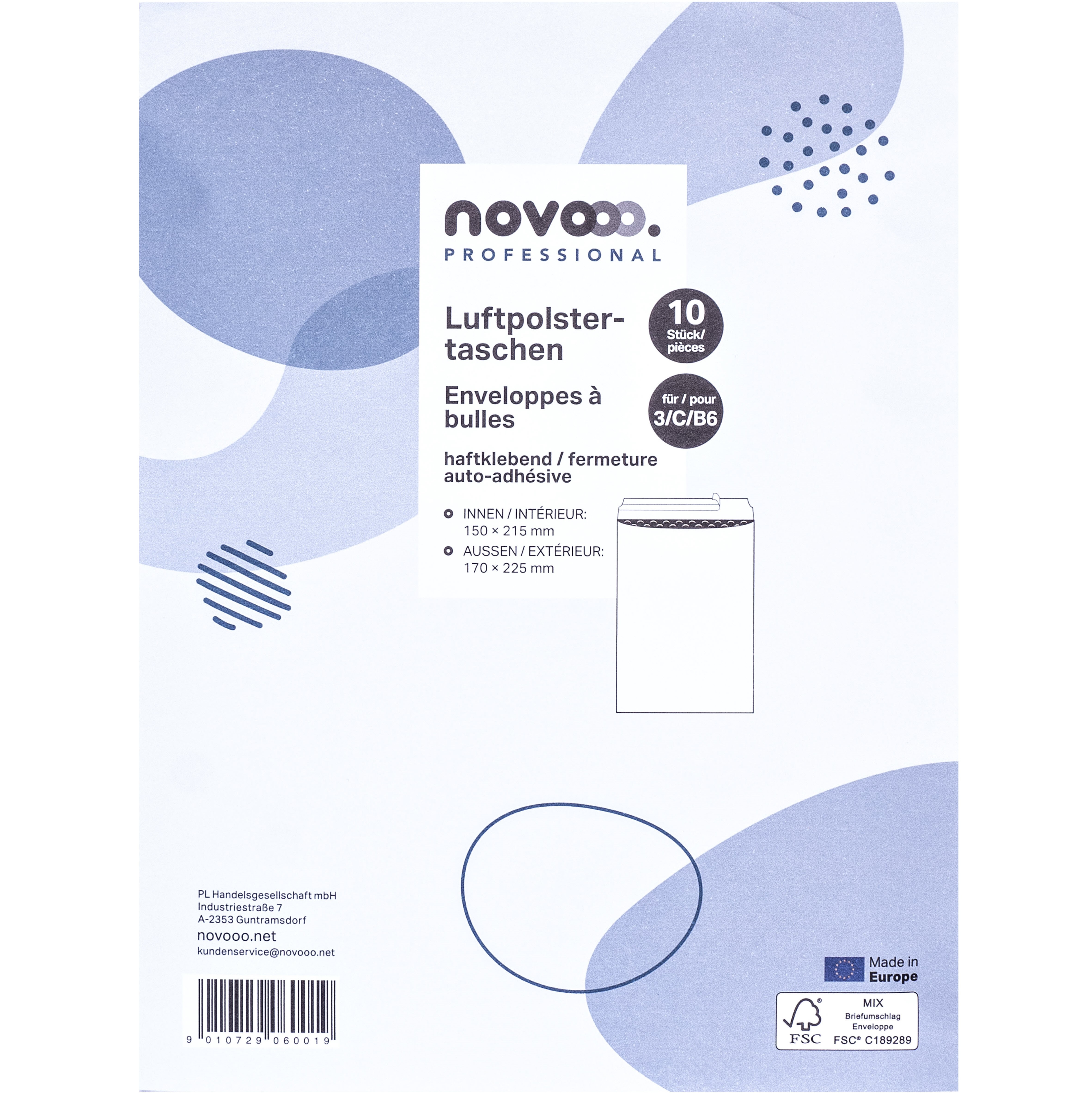 photo NOVOOO Enveloppe molleton Mix E-1712135 blanc, 150x215mm 10 pièces