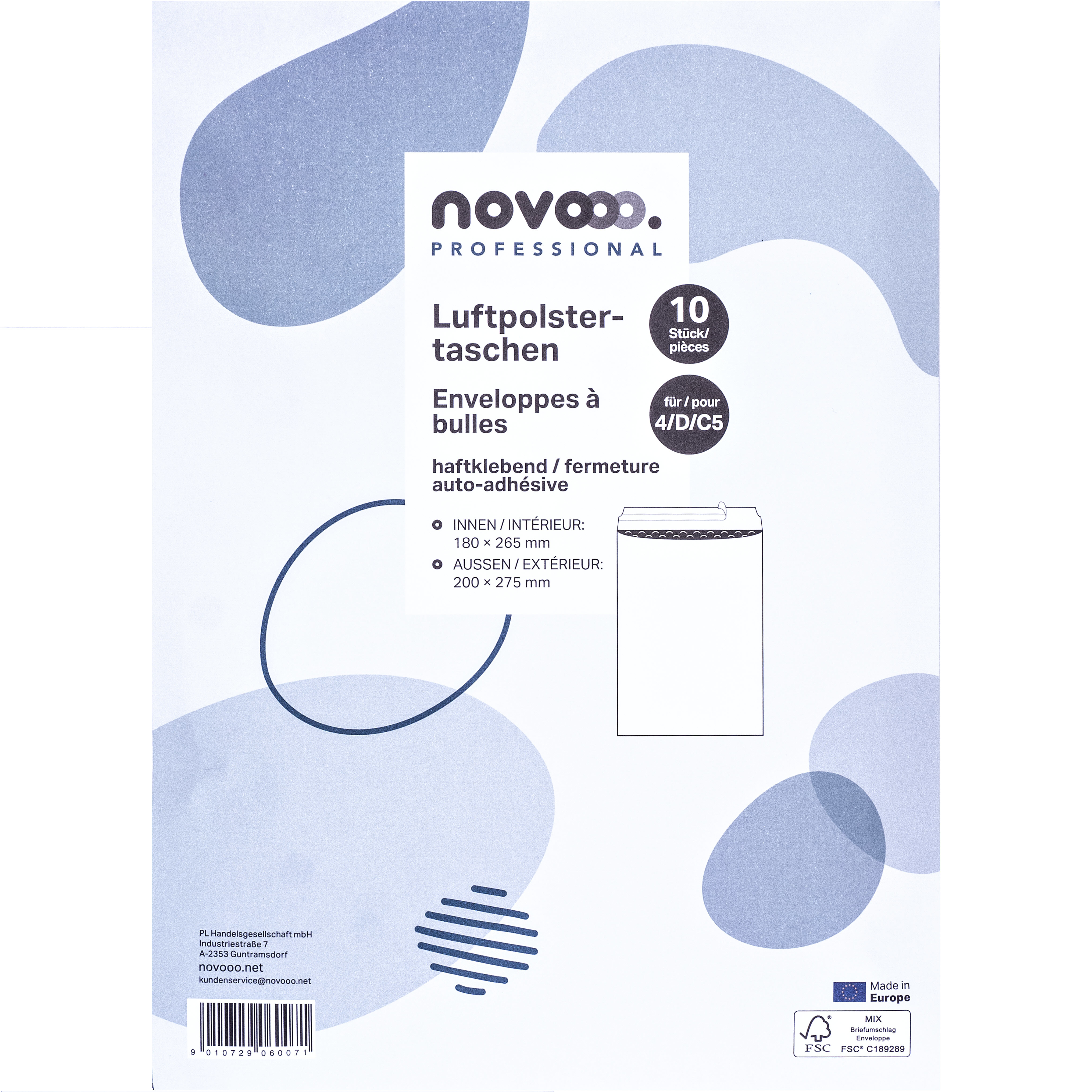 photo NOVOOO Enveloppe molleton Mix E-1712138 blanc, 180x265mm 10 pièces