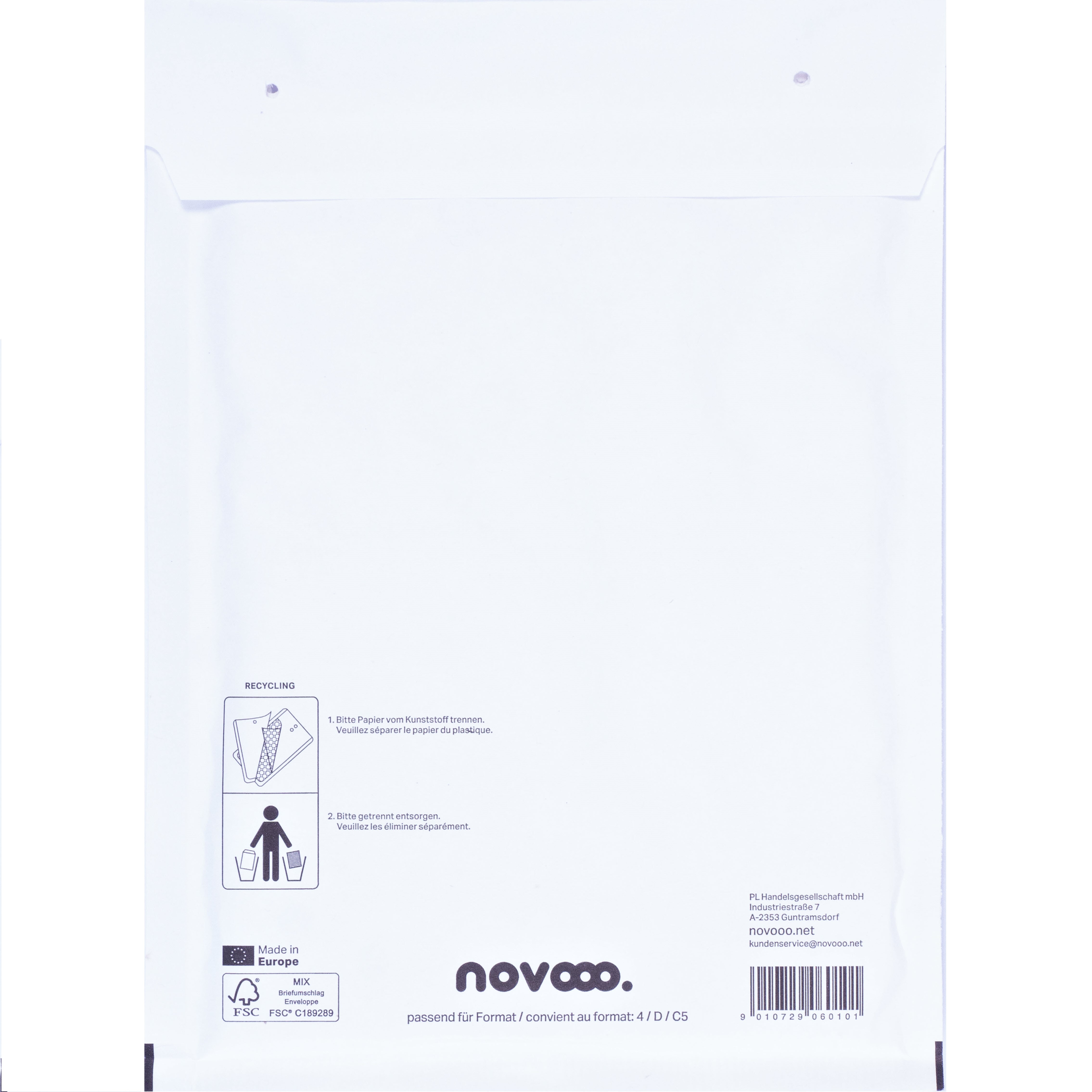 photo NOVOOO Enveloppe molleton Mix E-1712139 blanc, 180x265mm 100 pièces