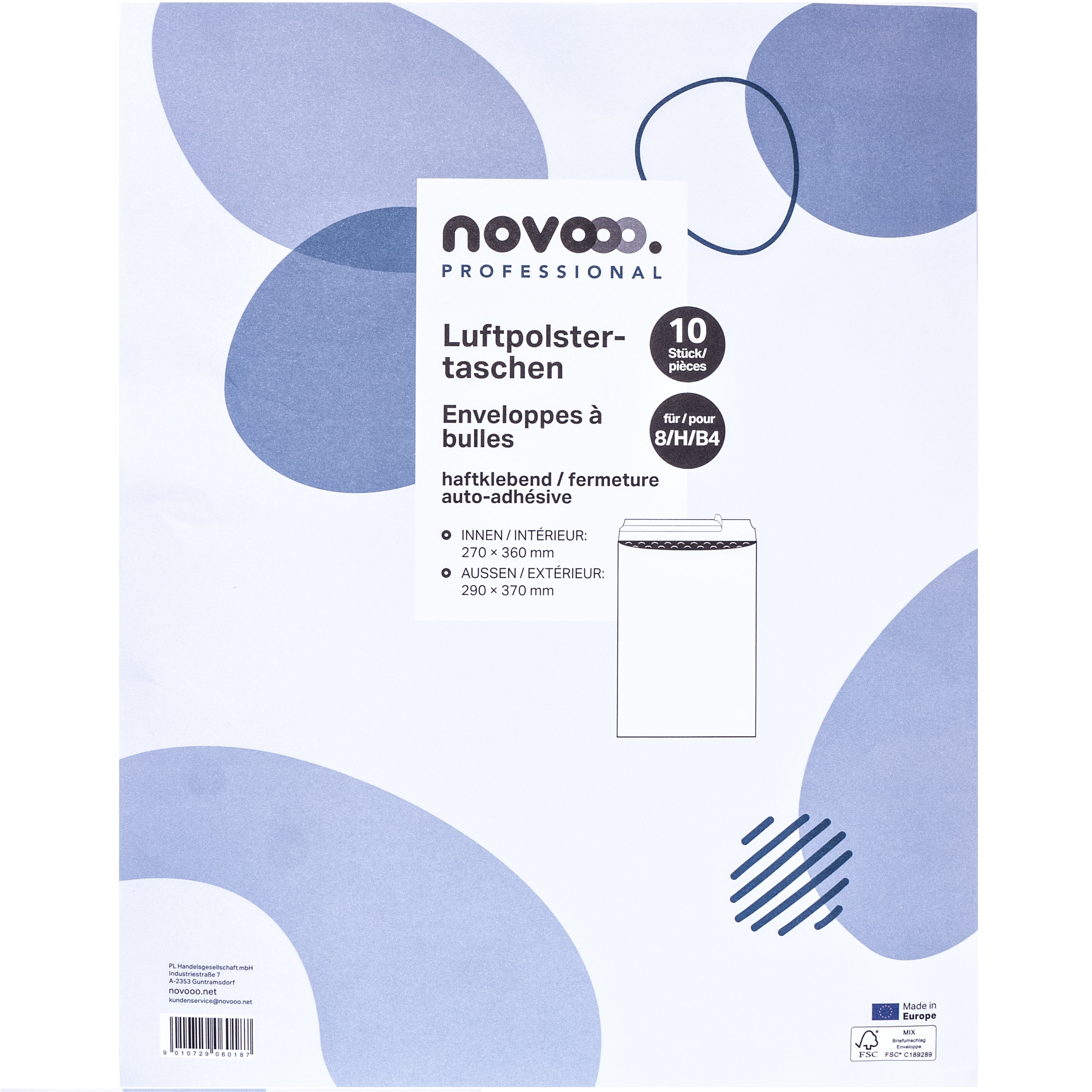 photo NOVOOO Enveloppe molleton Mix E-1712143 blanc, 270x360mm 10 pièces