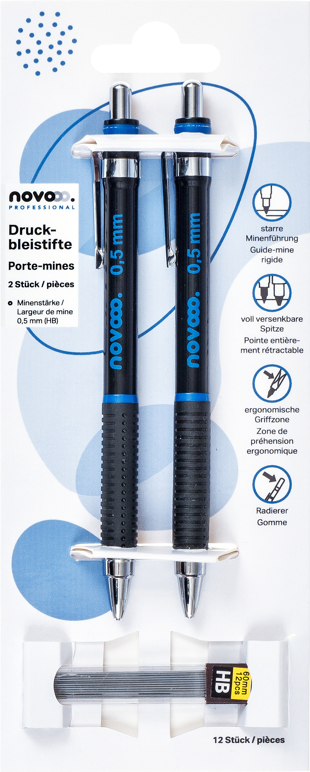 photo NOVOOO Portemine 0,5mm PL750500 incl. 12 mines 2 pièces