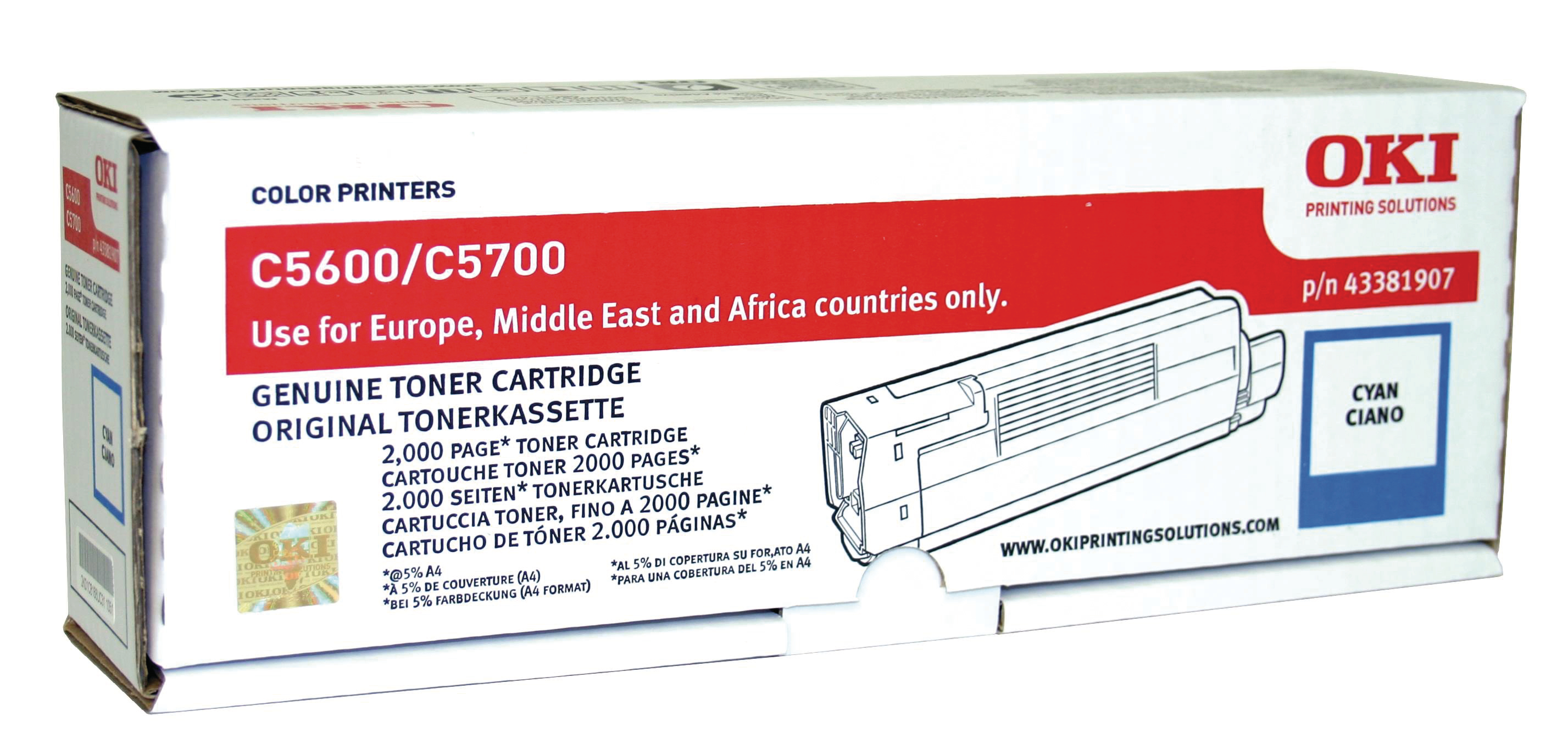 photo OKI Toner cyan 43381907 C5600/5700 2000 pages