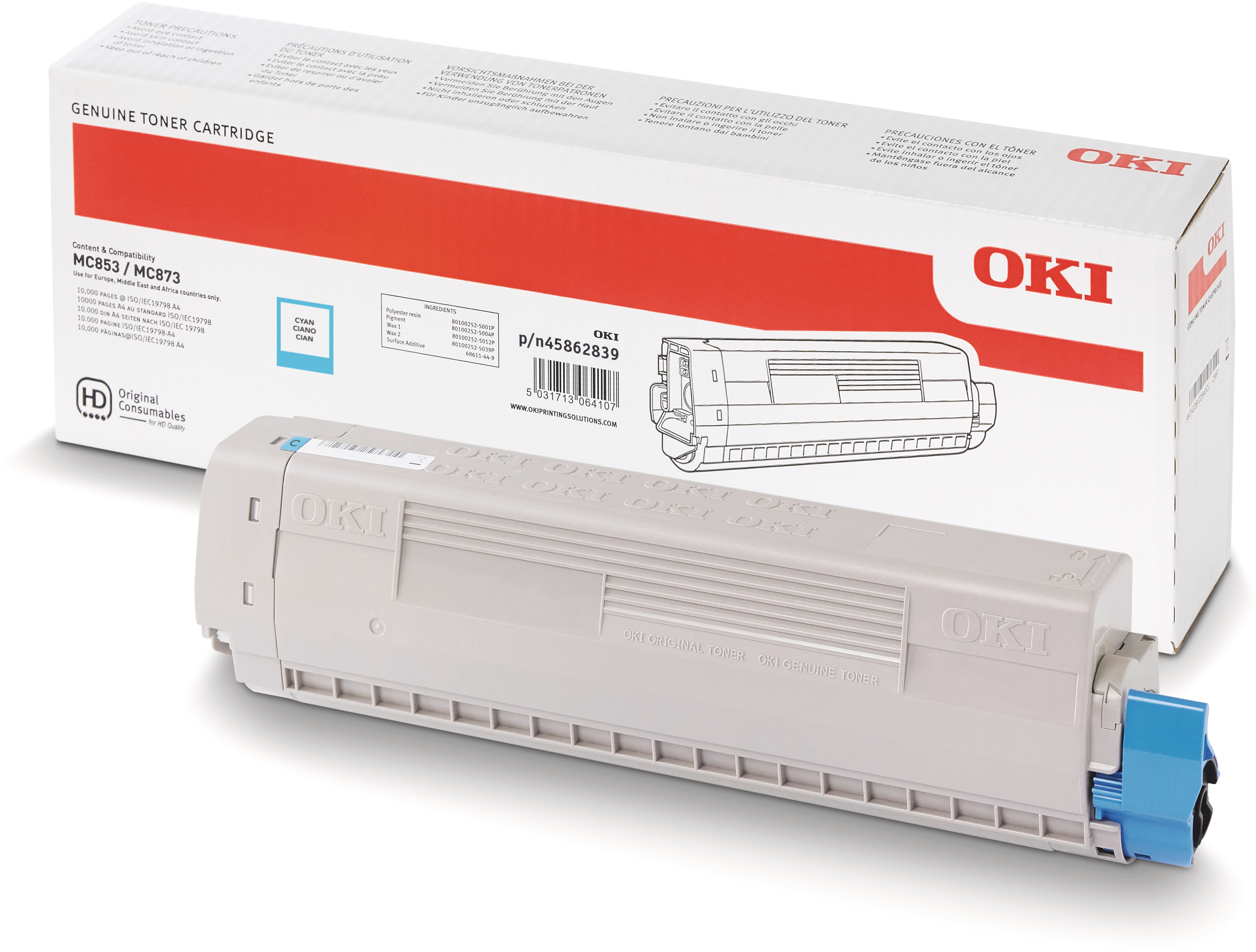 photo OKI Toner cyan 45862839 MC853/873 7300 pages
