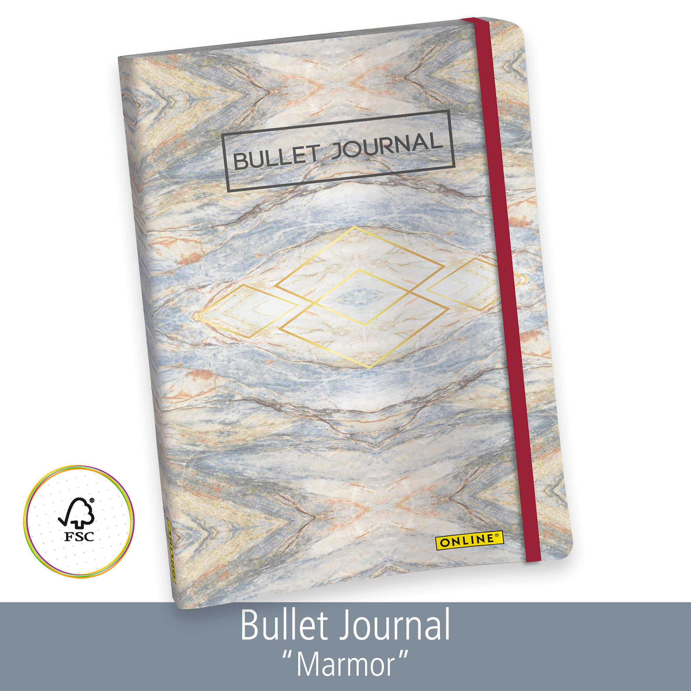 ONLINE Bullet Journal A5 02248 Marmor 96 flls. Marmor 96 flls.