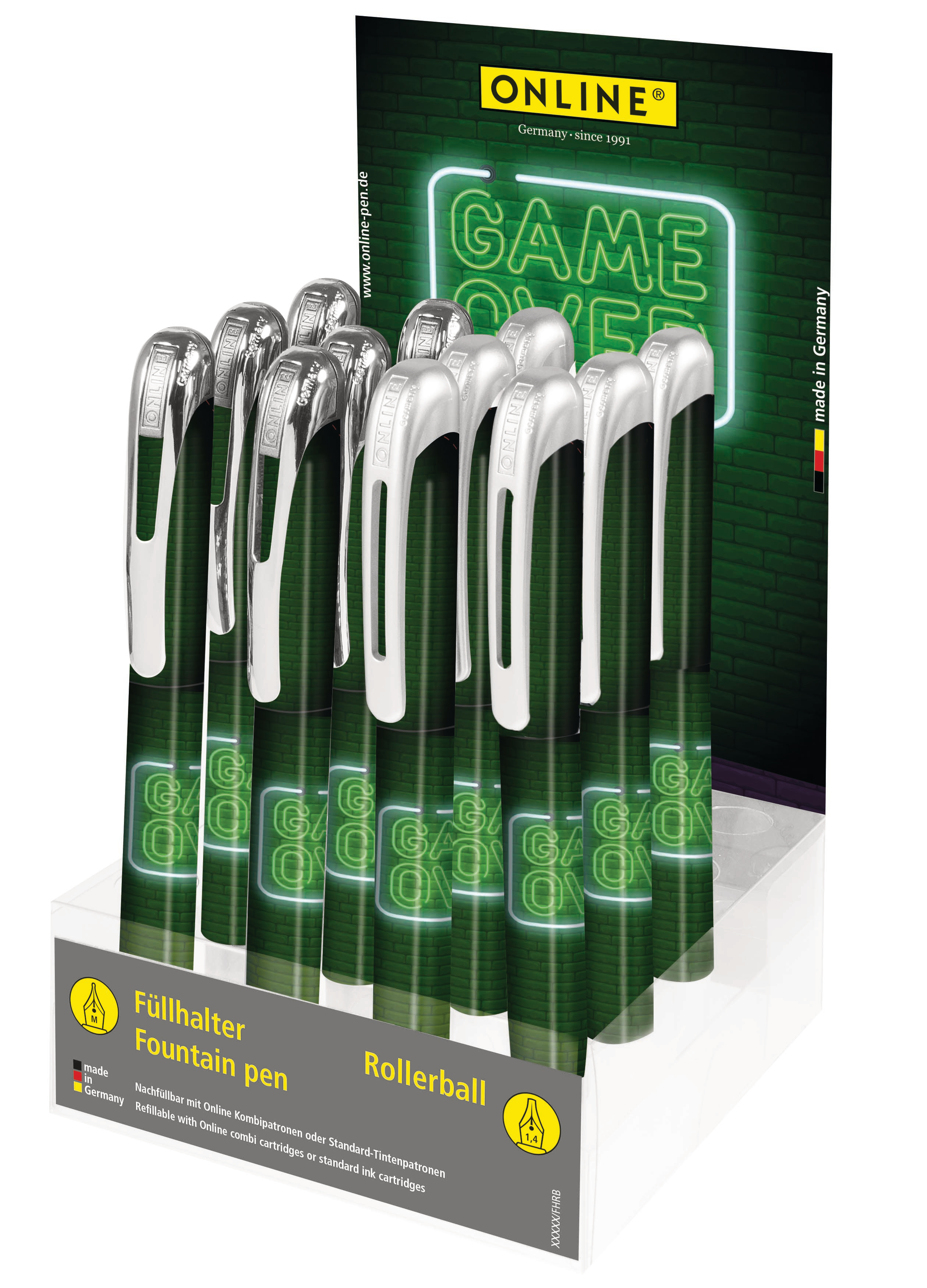 ONLINE PET-Display Game Over 08376/12 Stylo plume, Rollerball