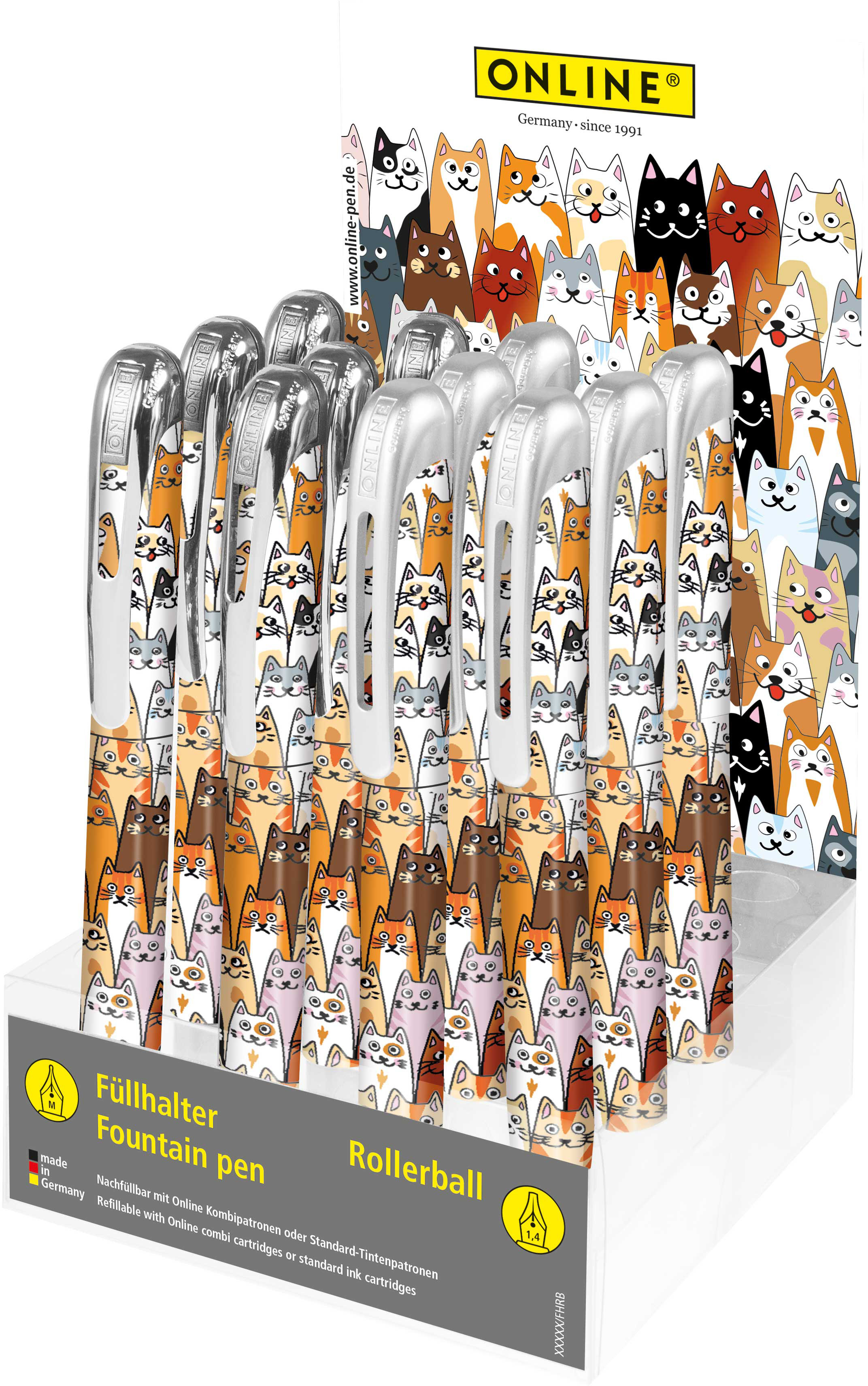 ONLINE Display Instruments Écritures 08390/12 College, Fluffy Cats 12 pcs.