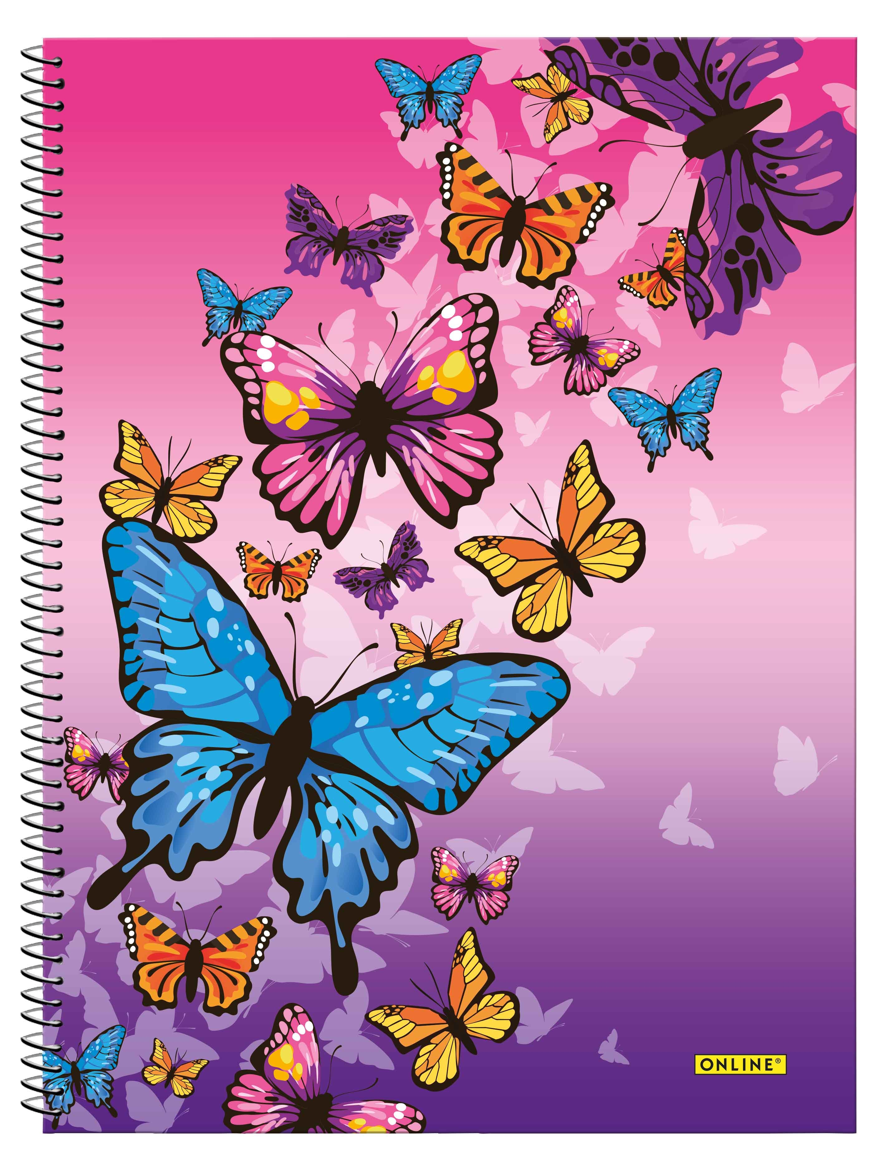 photo ONLINE Collegeblock Butterfly A4 10147/9 quadrillé, 90gr. 80 feuilles