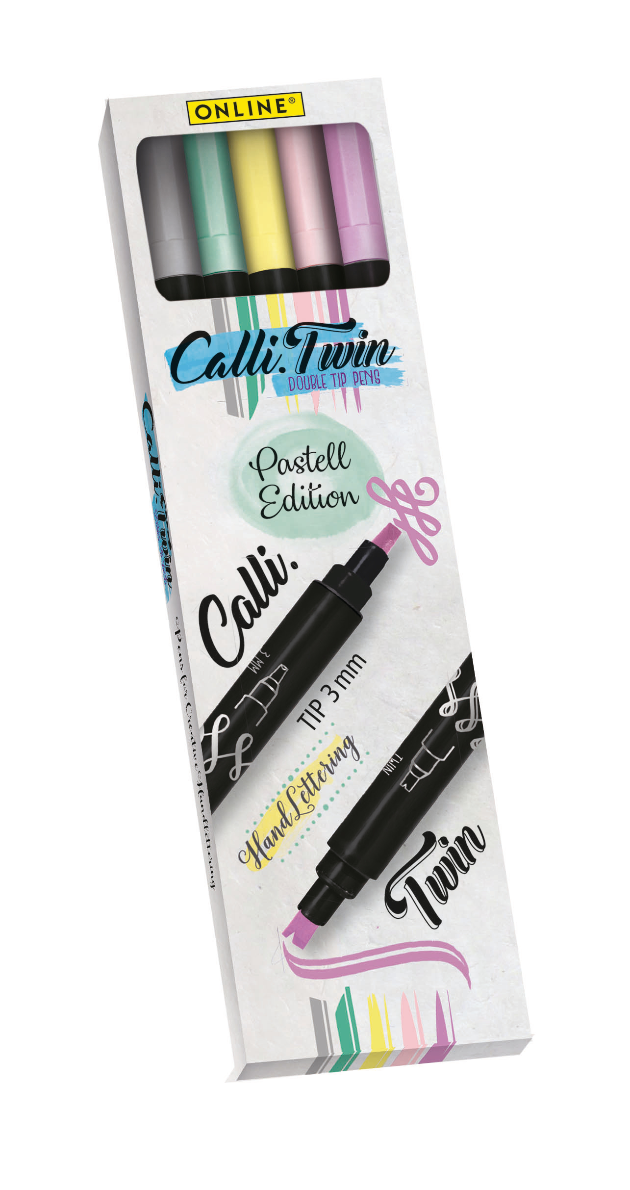 ONLINE Calli Brush Twin 3mm 18608 Pastel, ass. 5 pcs.