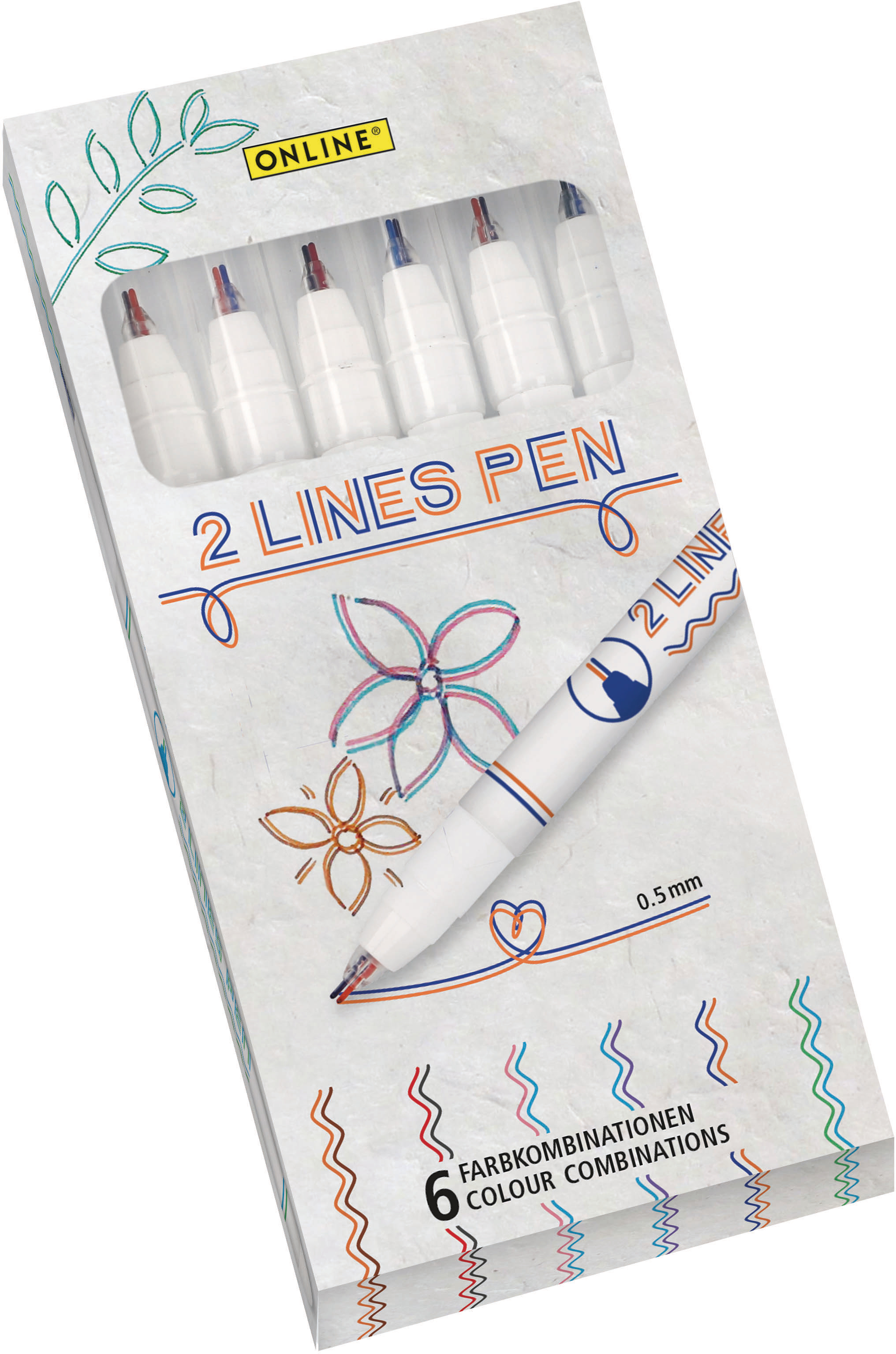 ONLINE 2 Lines Pens 18617 6x2 couleurs