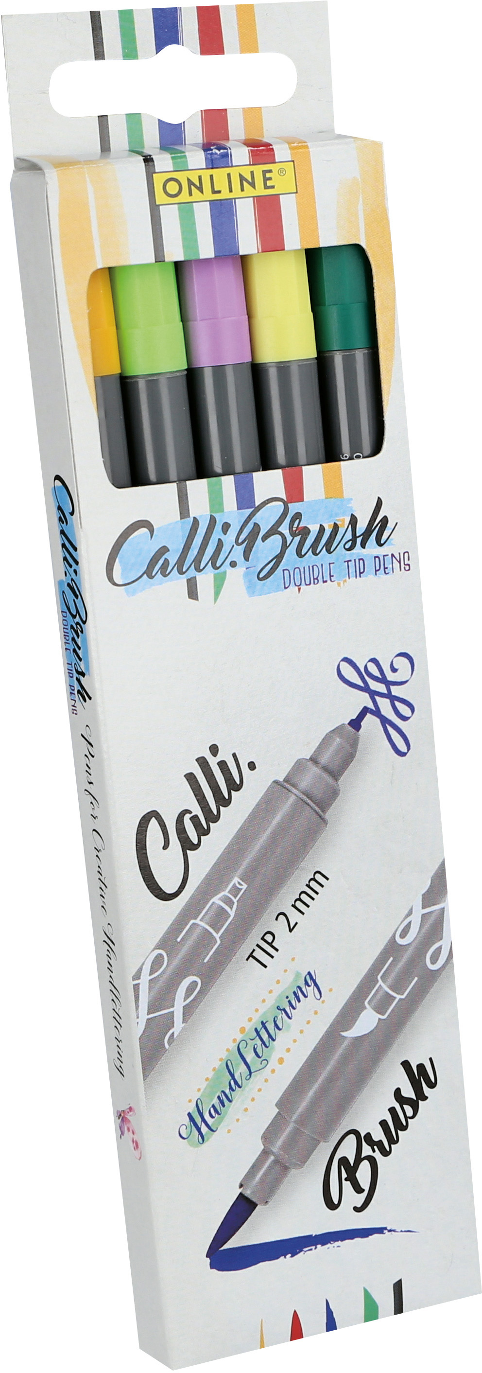 ONLINE Calli Brush Spring Edition 19134 5 couleurs Double Tip, 2mm