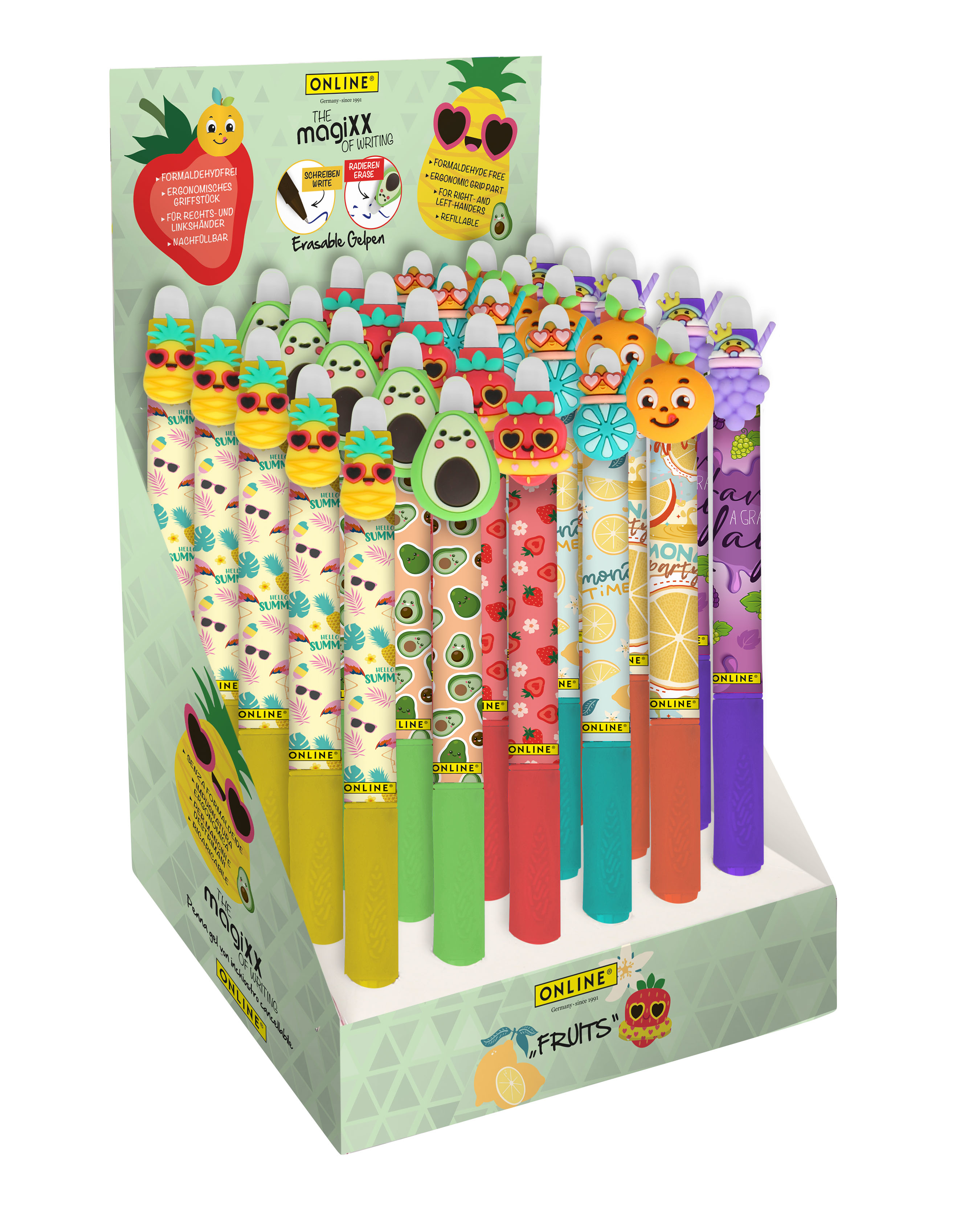 photo ONLINE Stylo gel magiXX Fun Fruitss 35469/30 Display, assorti 30 pièces