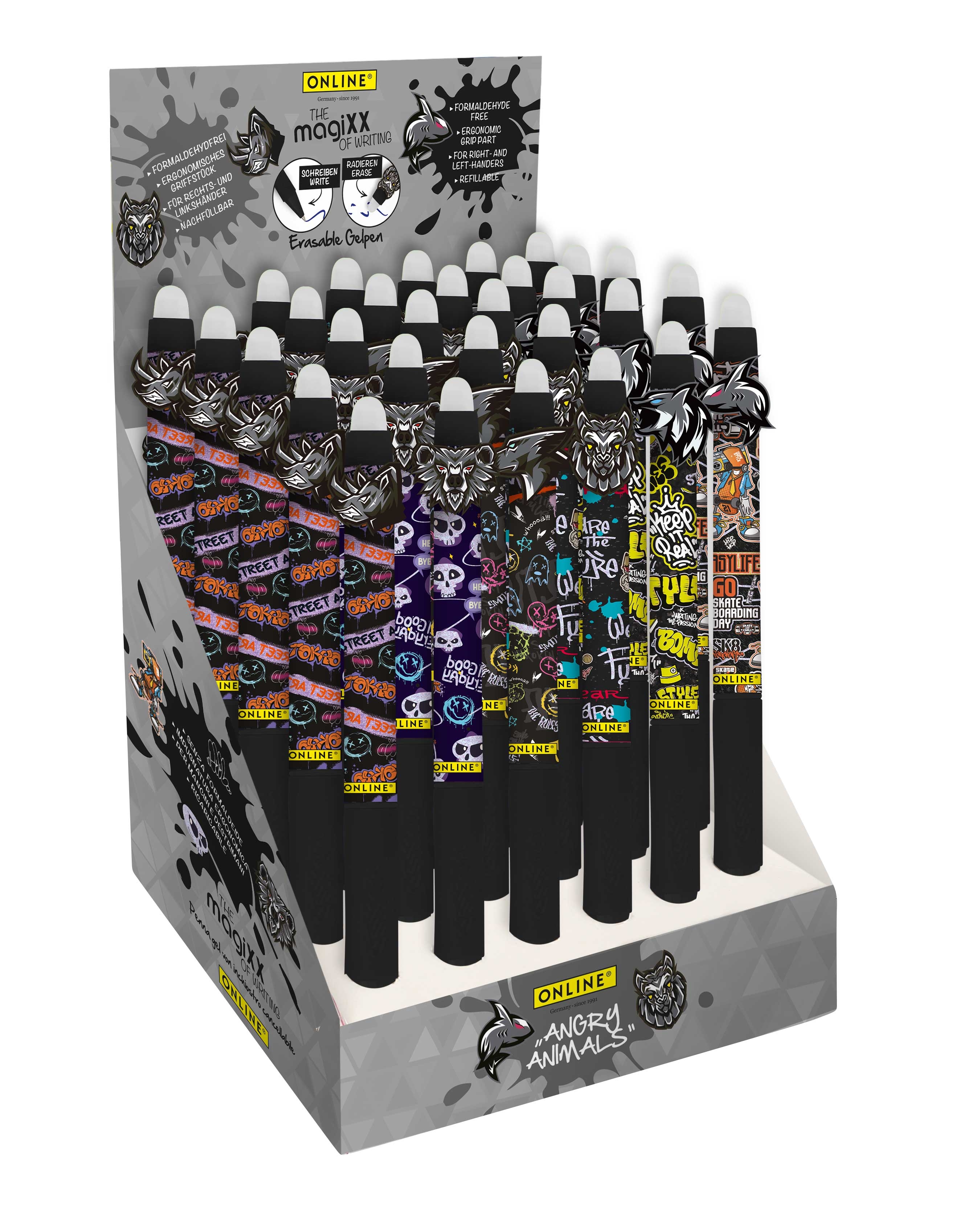 photo ONLINE Gel Pen magiXX Angry Animals 35476/30 Display, assorti 30 pièces