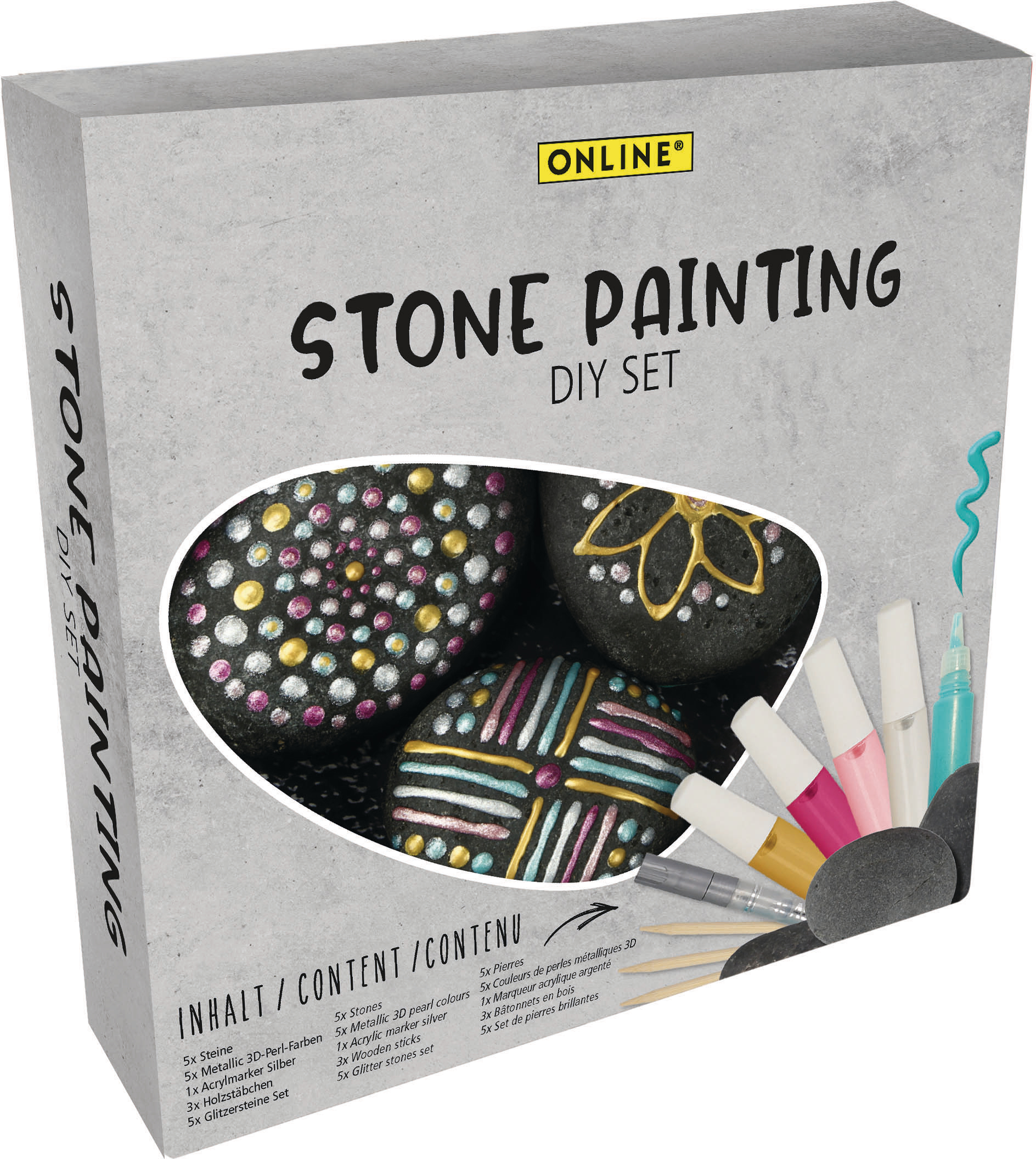 ONLINE Stone paint 61036/3 incl. Pierres et couleurs