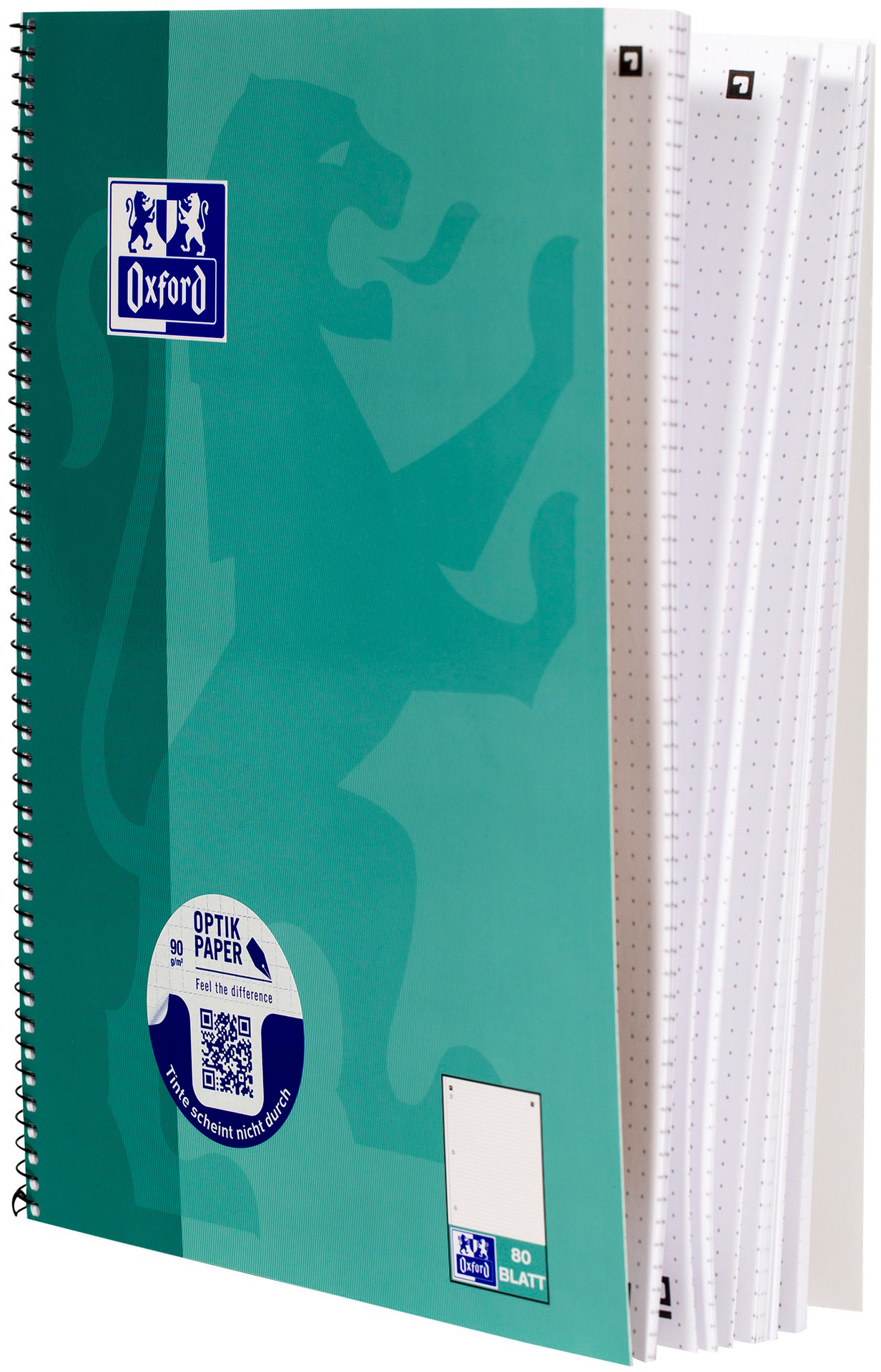 OXFORD Collegeblock SCRIBZEE A4+ 400132378 dotted, vert bleu 80 flls.