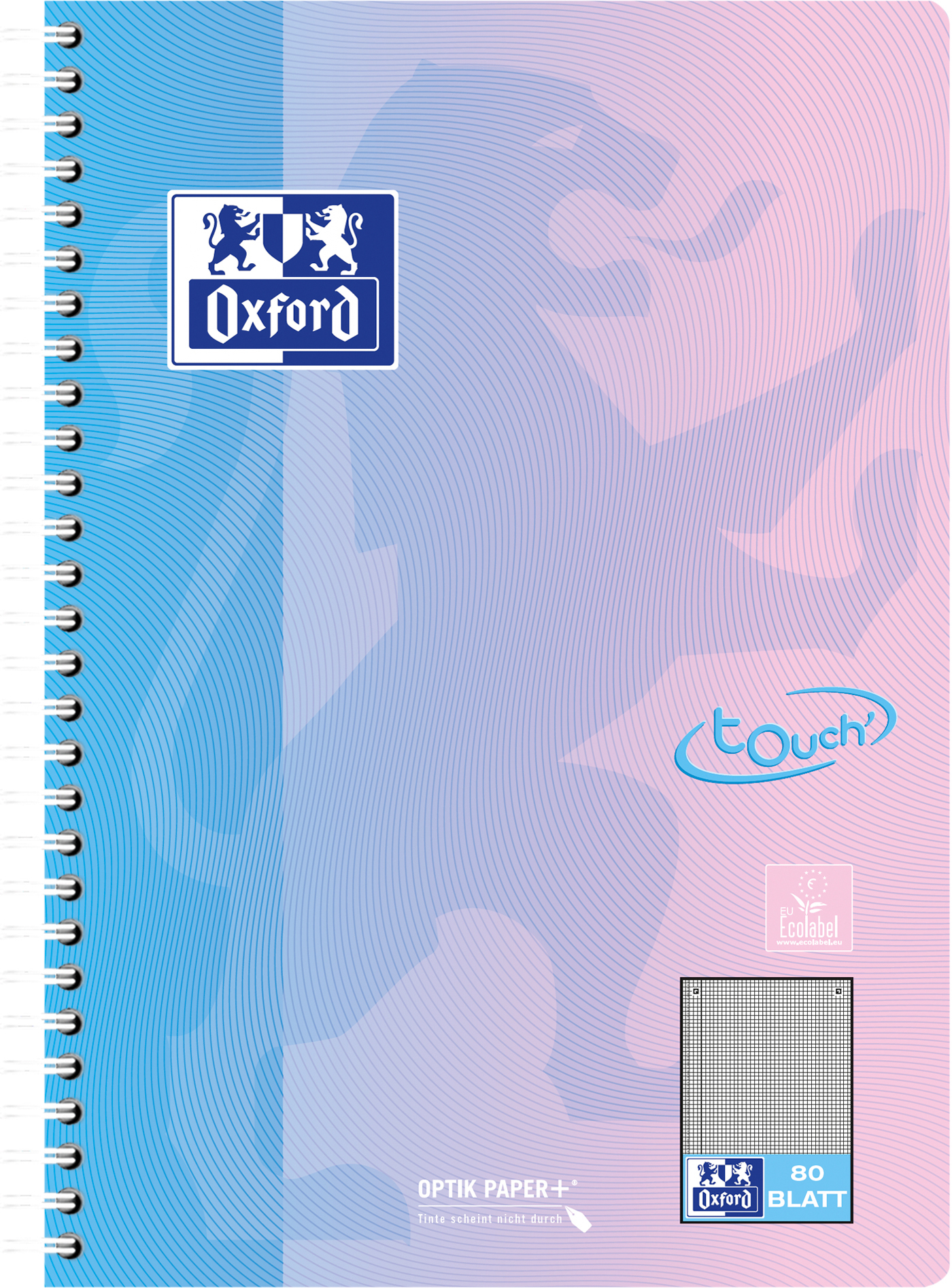 photo OXFORD Cahier à spirale Touch B5 400206991 ass. quadrillé 80 feuilles